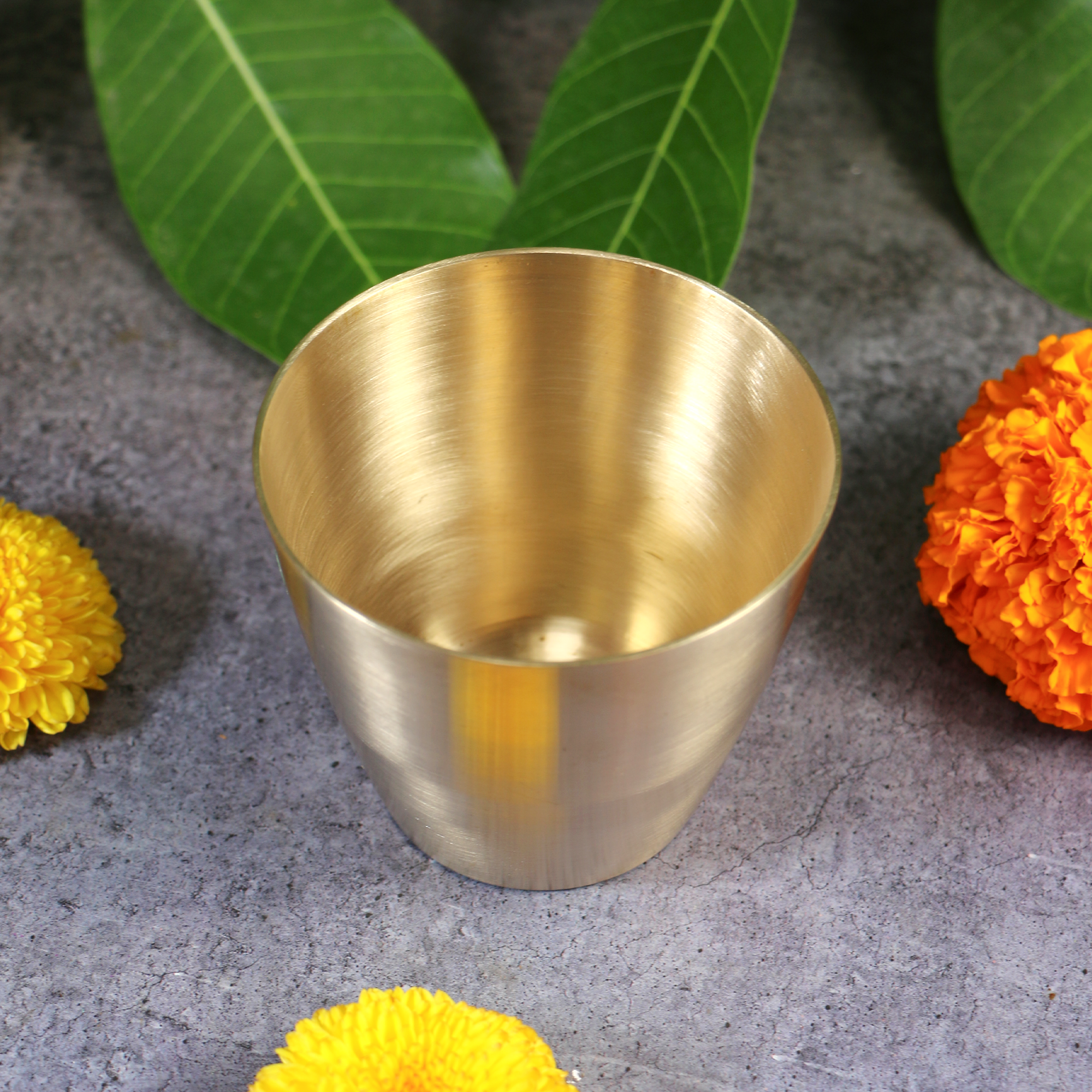 AMBI Anand Panila Stylish 100% Lead Free Heavy Pure Kansa Water Glass - 3 inches -  250ml