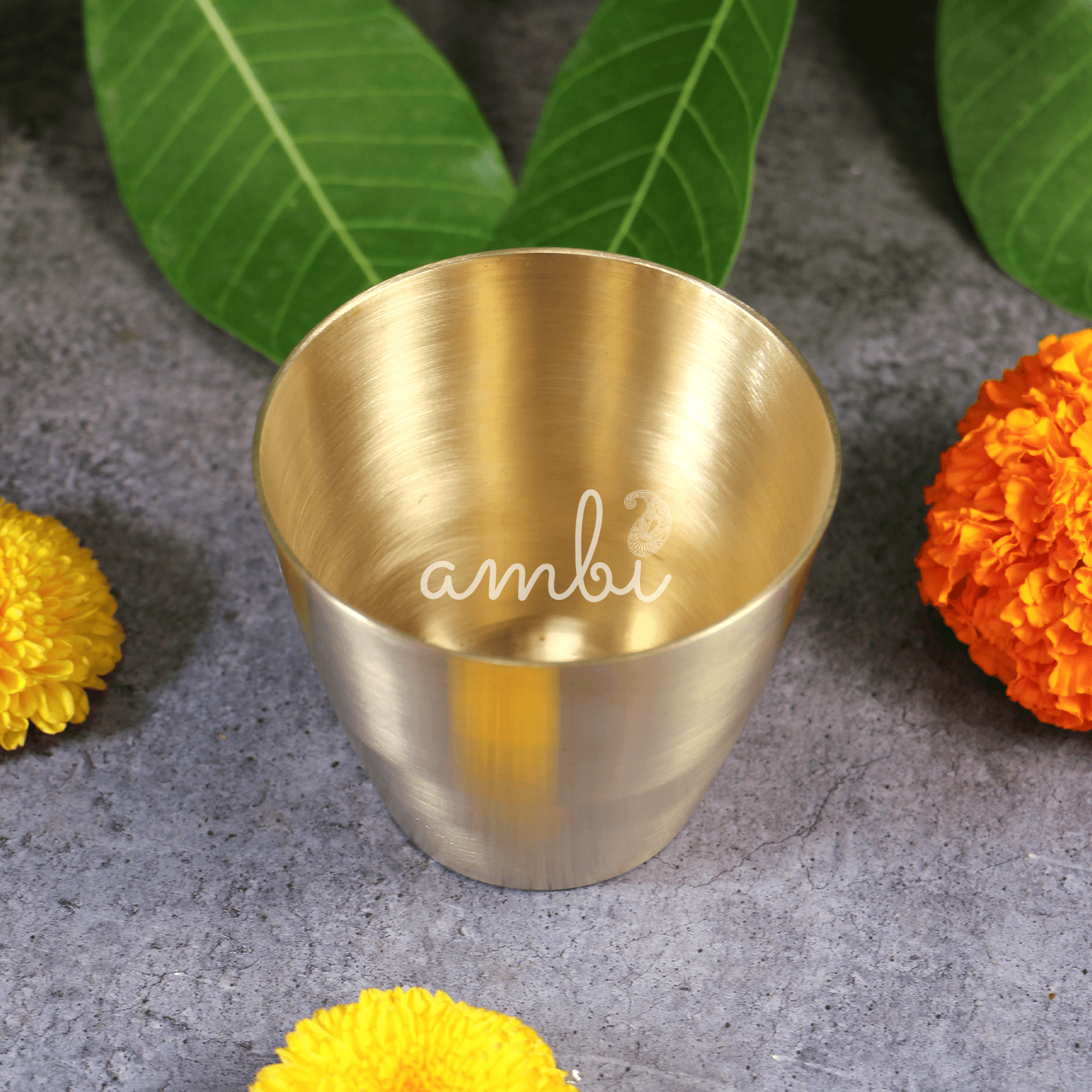 AMBI Anand Panila Stylish 100% Lead Free Heavy Pure Kansa Water Glass - 3 inches - 250ml