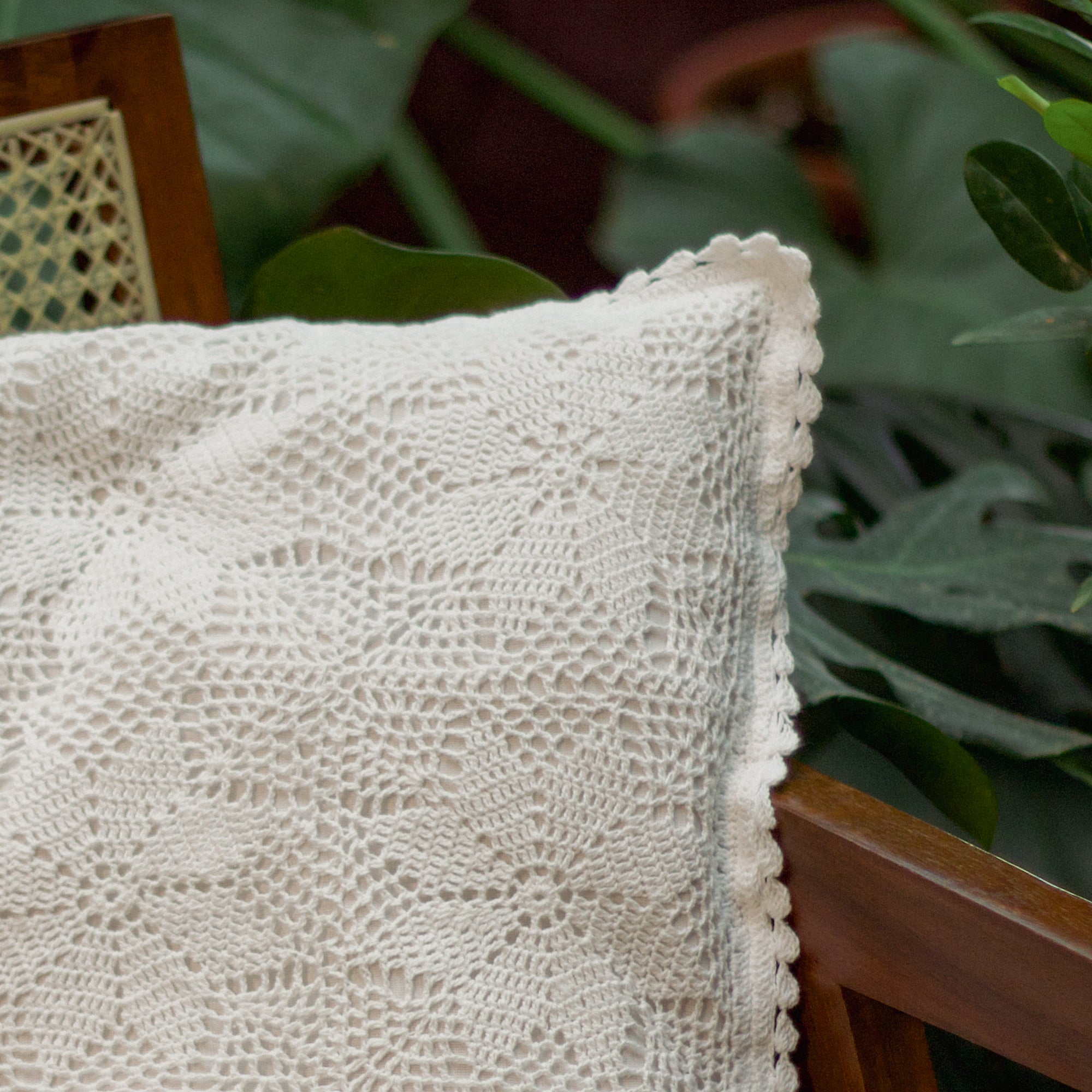 Diwali 2025 Hand-Embroidered Plain Star Crochet Cushion Cover - 16 X 16 inches - Set of 5