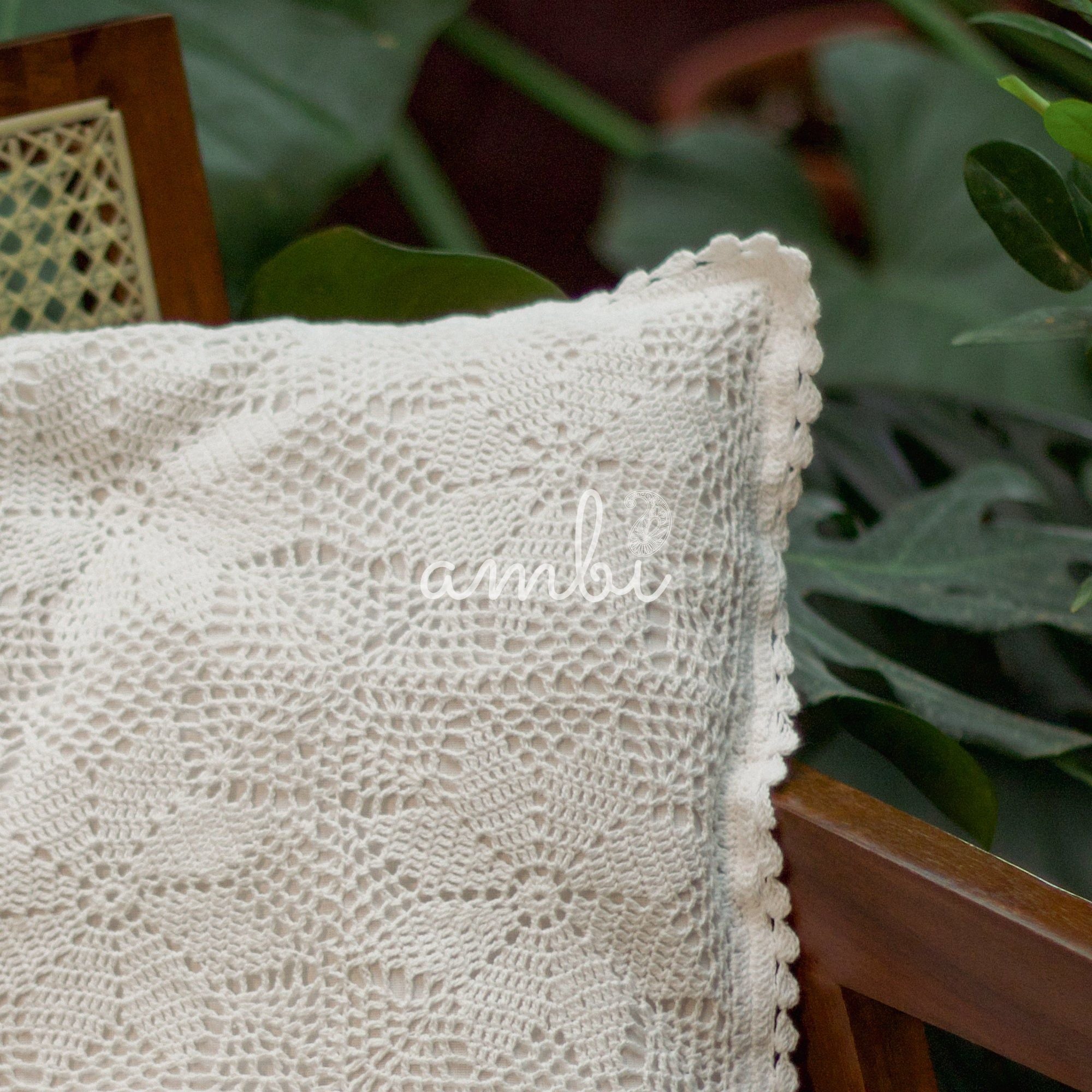 2026 Collection - Hand-Embroidered Plain Star Crochet Cushion Cover - 16 X 16 inches - Set of 5