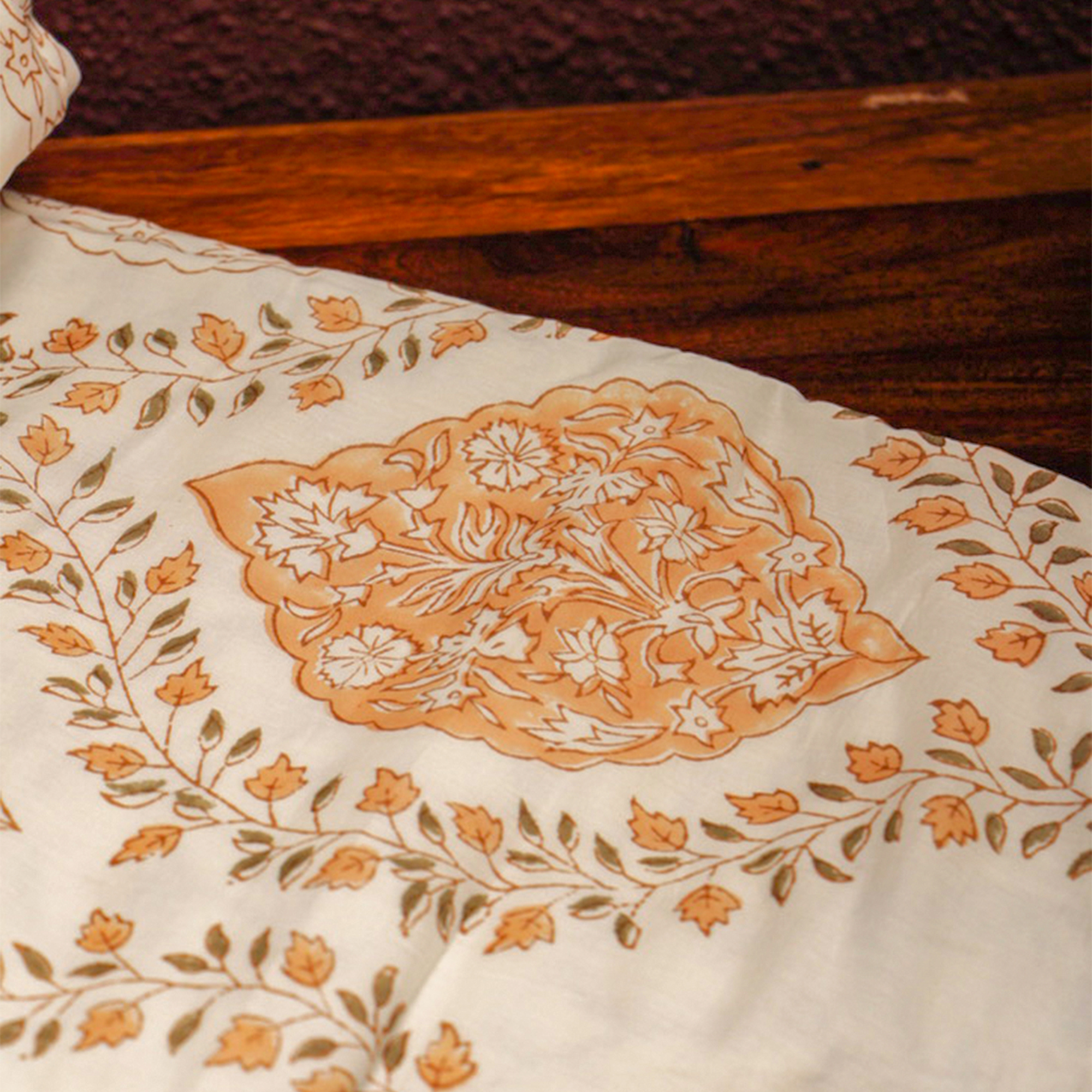 2026 Collection - Blue Brown Jaipuri Floral Mulmul Triple Layer Reversible Dohar (Single Bed, Pair of 2) - 60X90 Inches