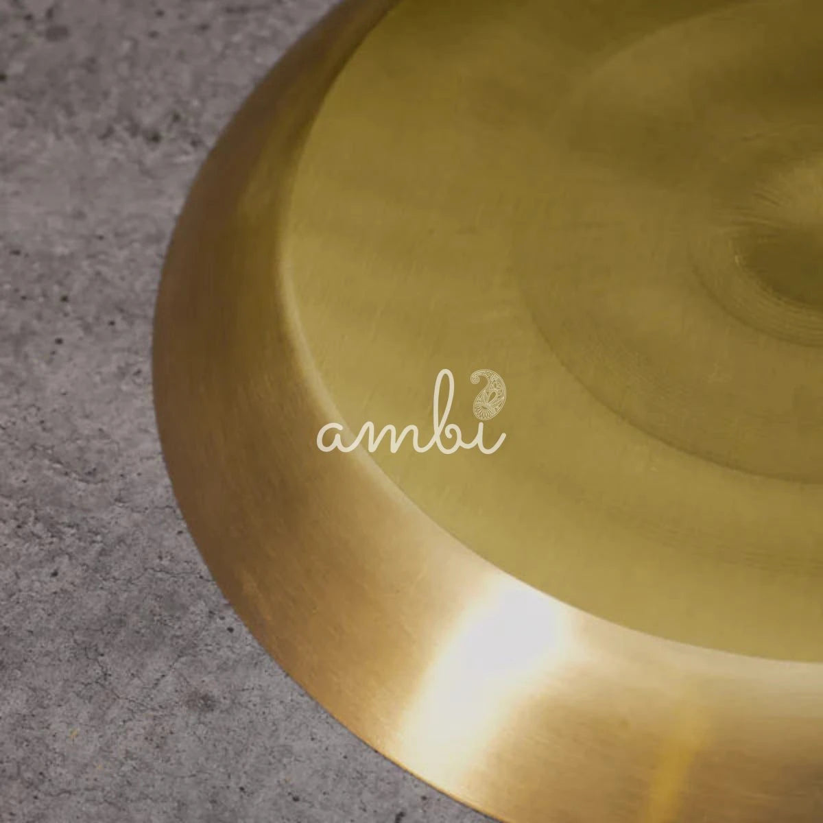 AMBI 100% Pure Lead Free Kansa Regular Dining Plate / Thali / Pooja Plate Shiny Finish - Curved Edge - 11.5 Inch