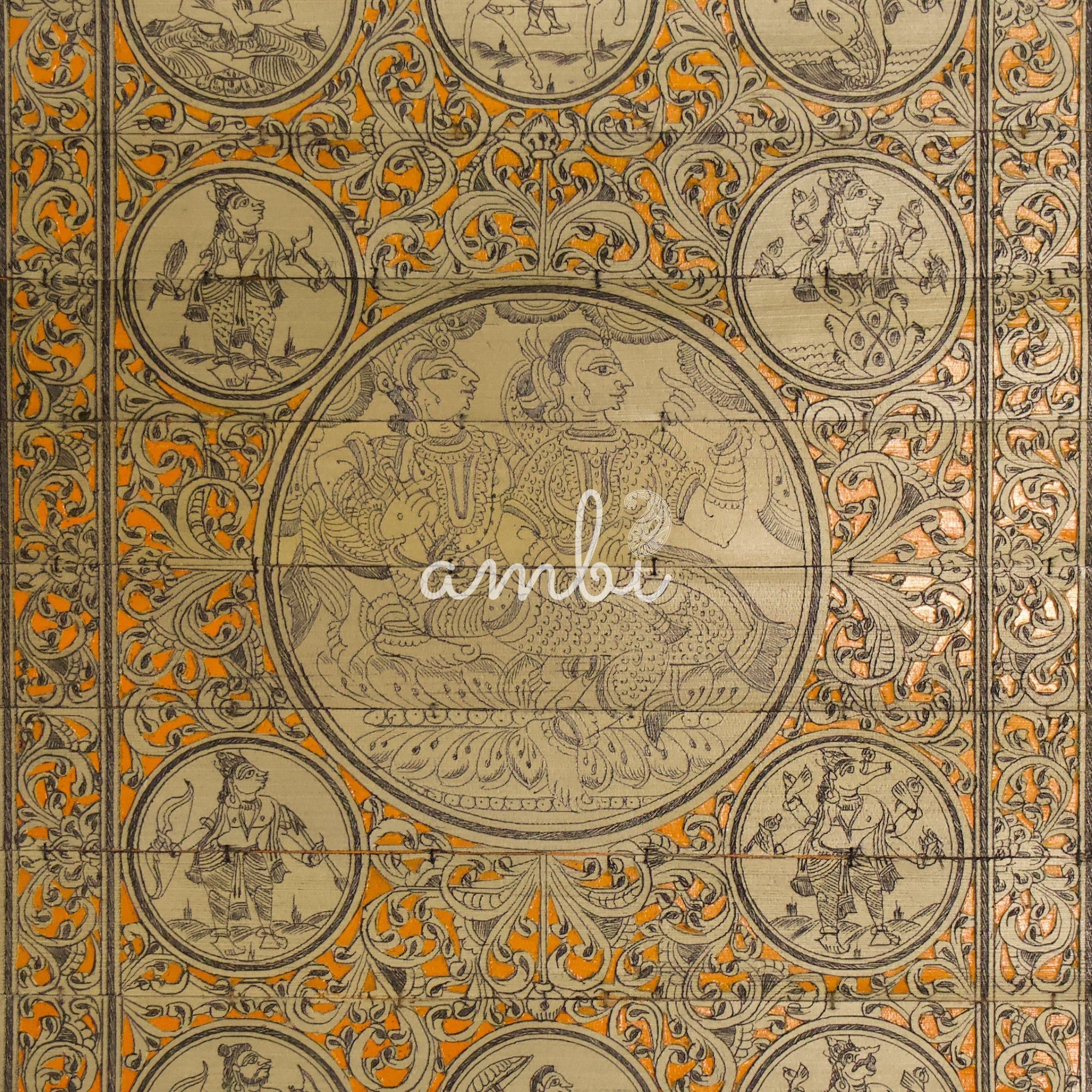 2026 Matte Pattachitra Radhakrishna Dashabatara Palm Leaf Engraving Painting