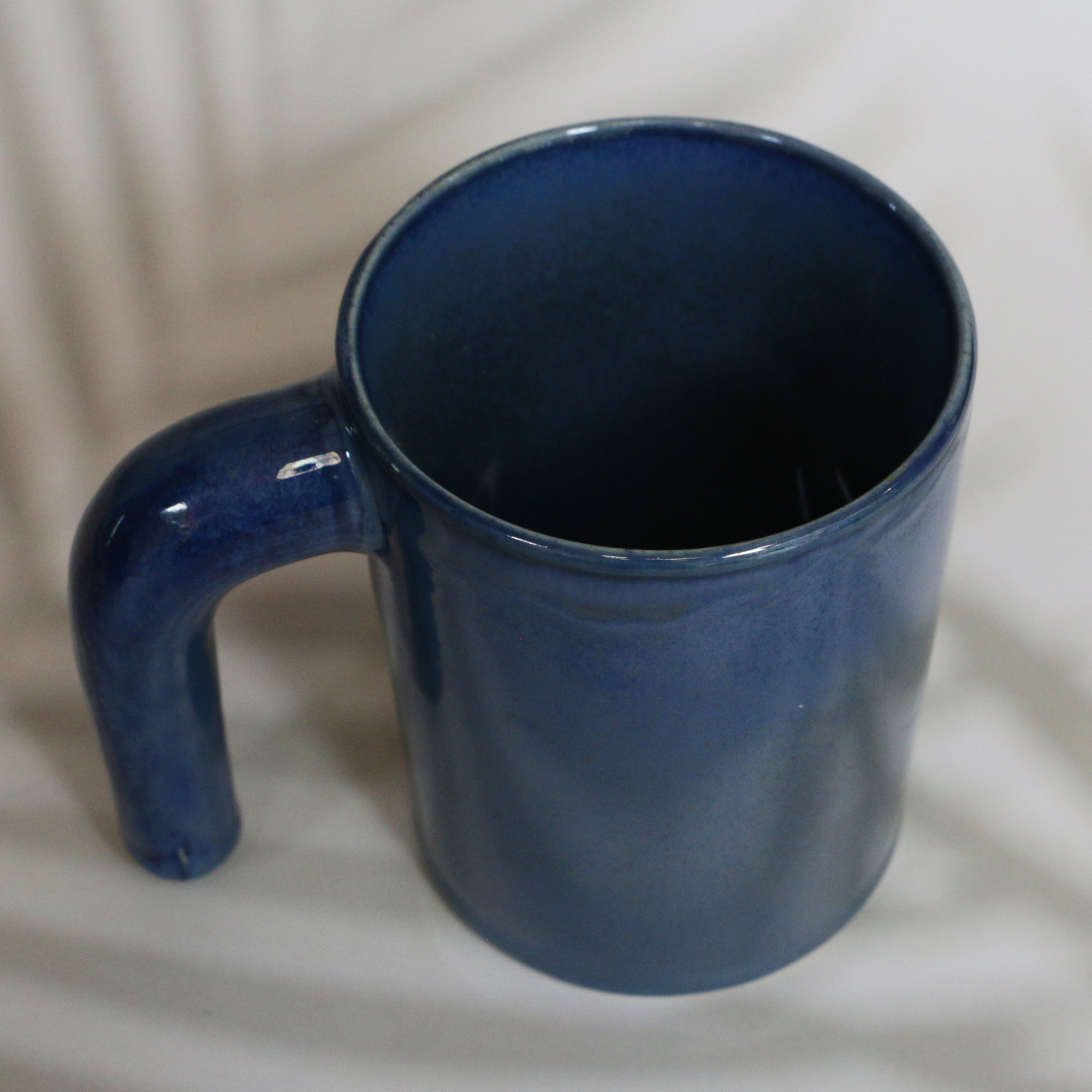 Handmade Open Handle Blue Coffee Mug 300 ml