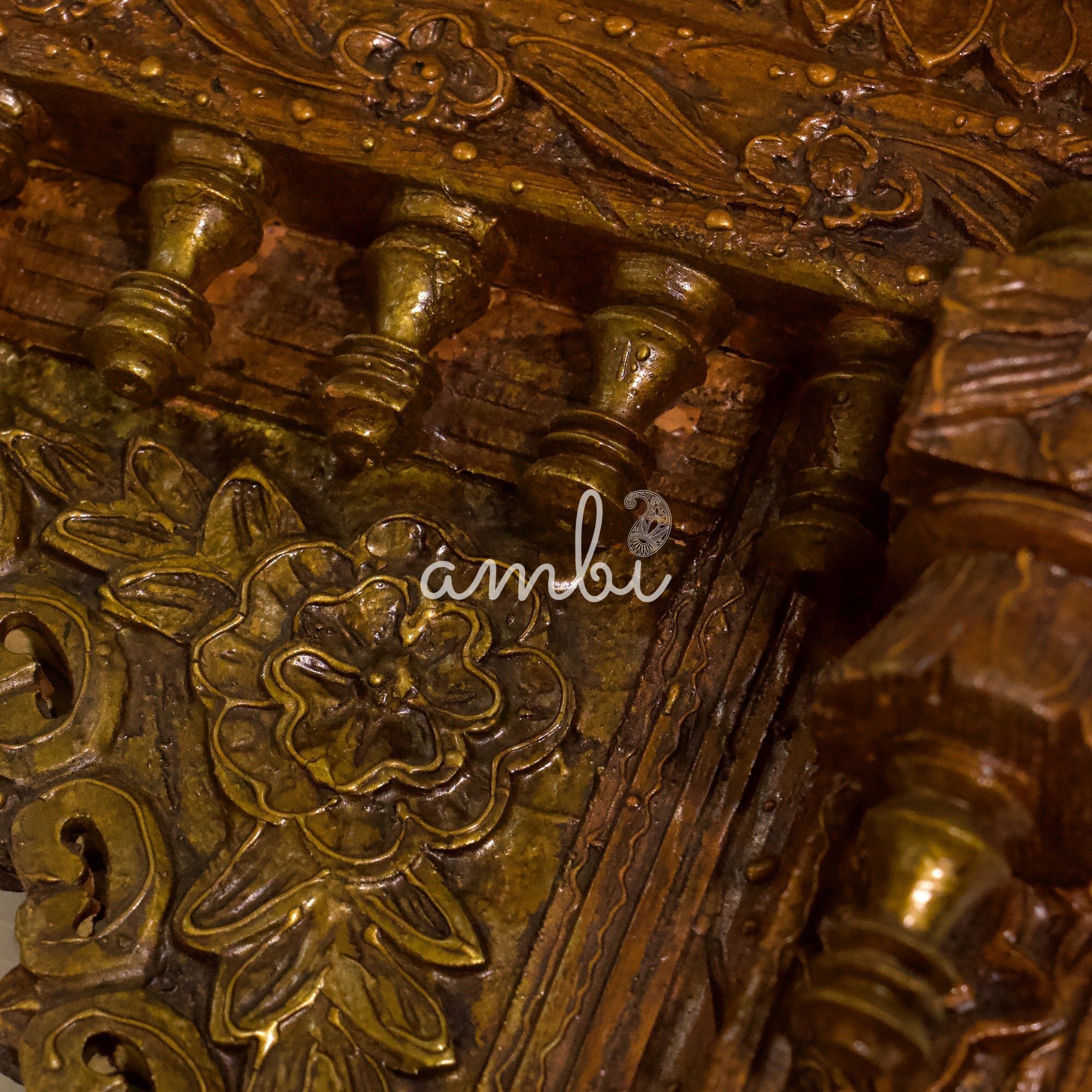 Hand Crafted Wooden Jharoka Wall Decor with a Falcon Top