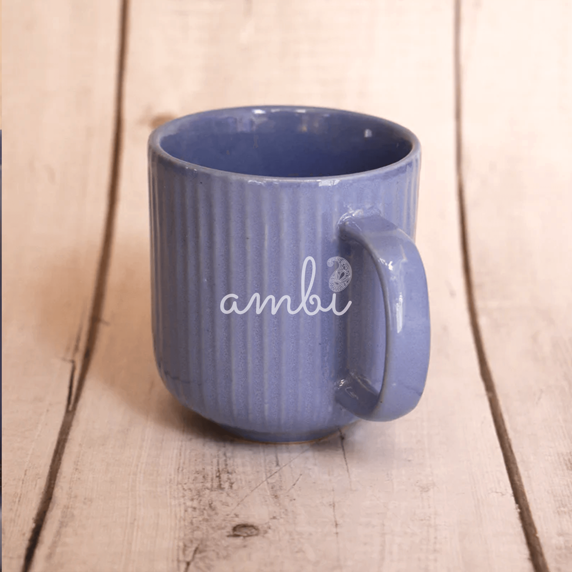 Ambi Handmade Coral Reef Purple Ceramic Cups and Platter 3 Piece Set