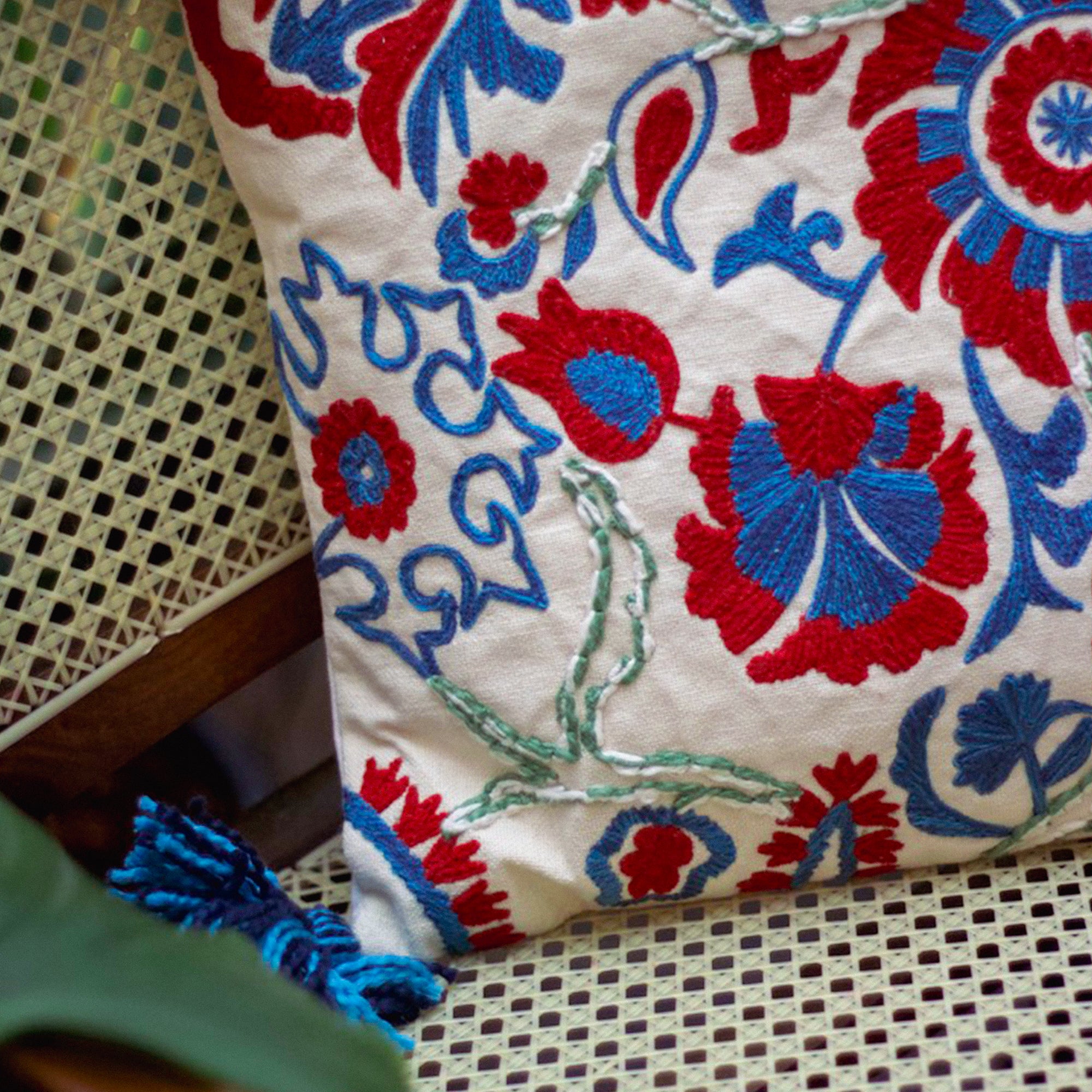 Diwali 2025 Hand Embroidered Cushion Cover - Set of 2 - 16 X 16 inches