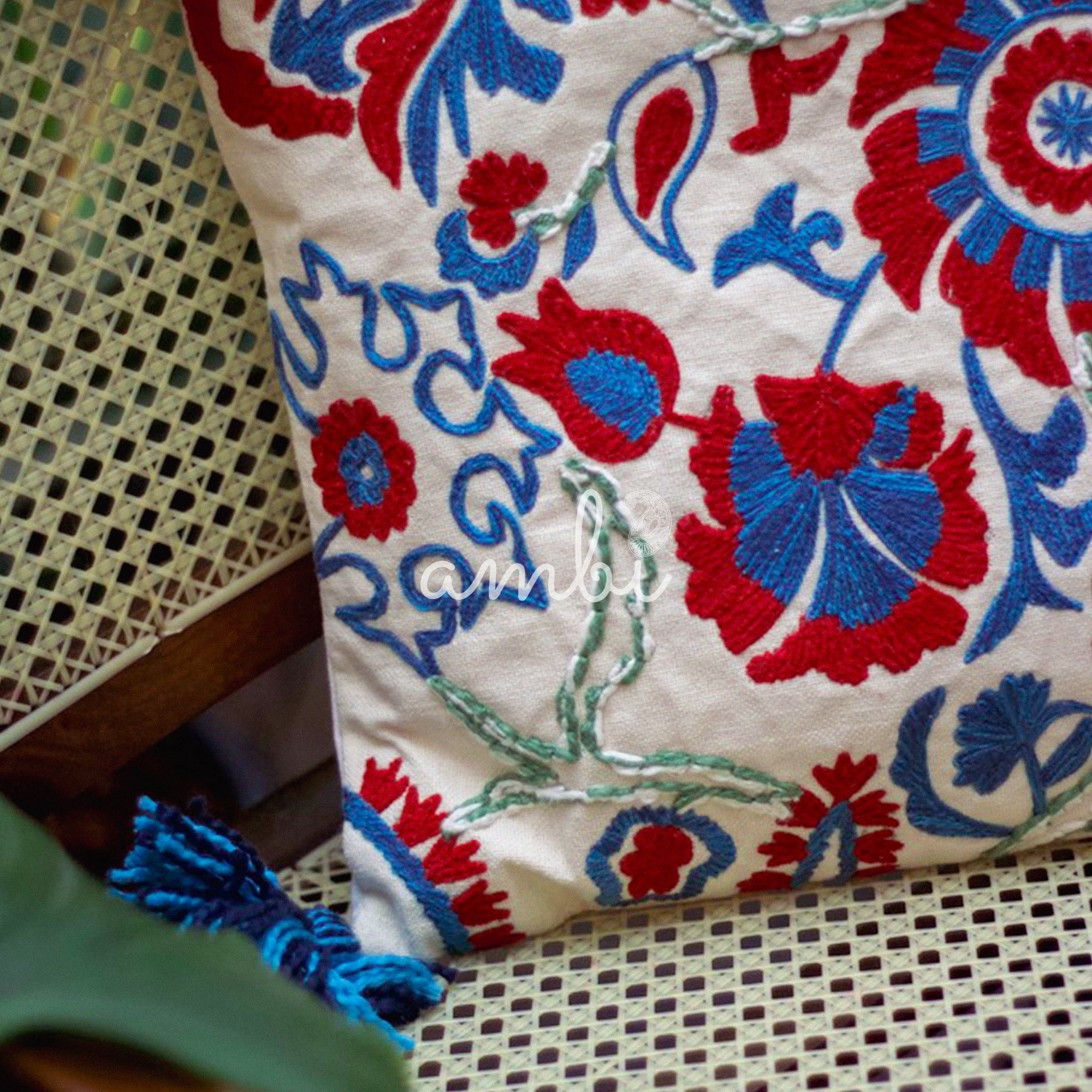 2026 Collection - Hand Embroidered Cushion Cover - Set of 2 - 16 X 16 inches