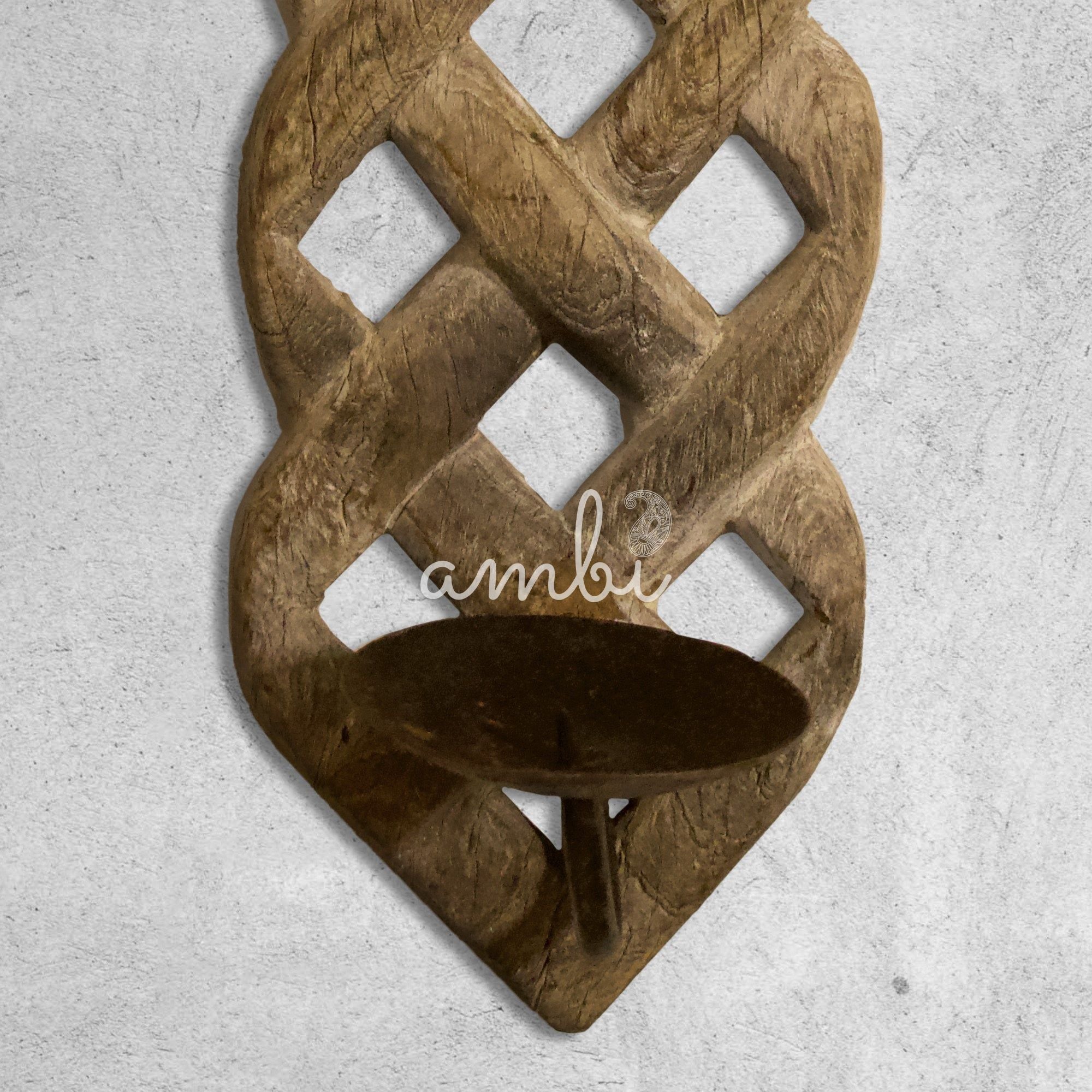 Wooden Candle Stand - Wallmount - Distressed White