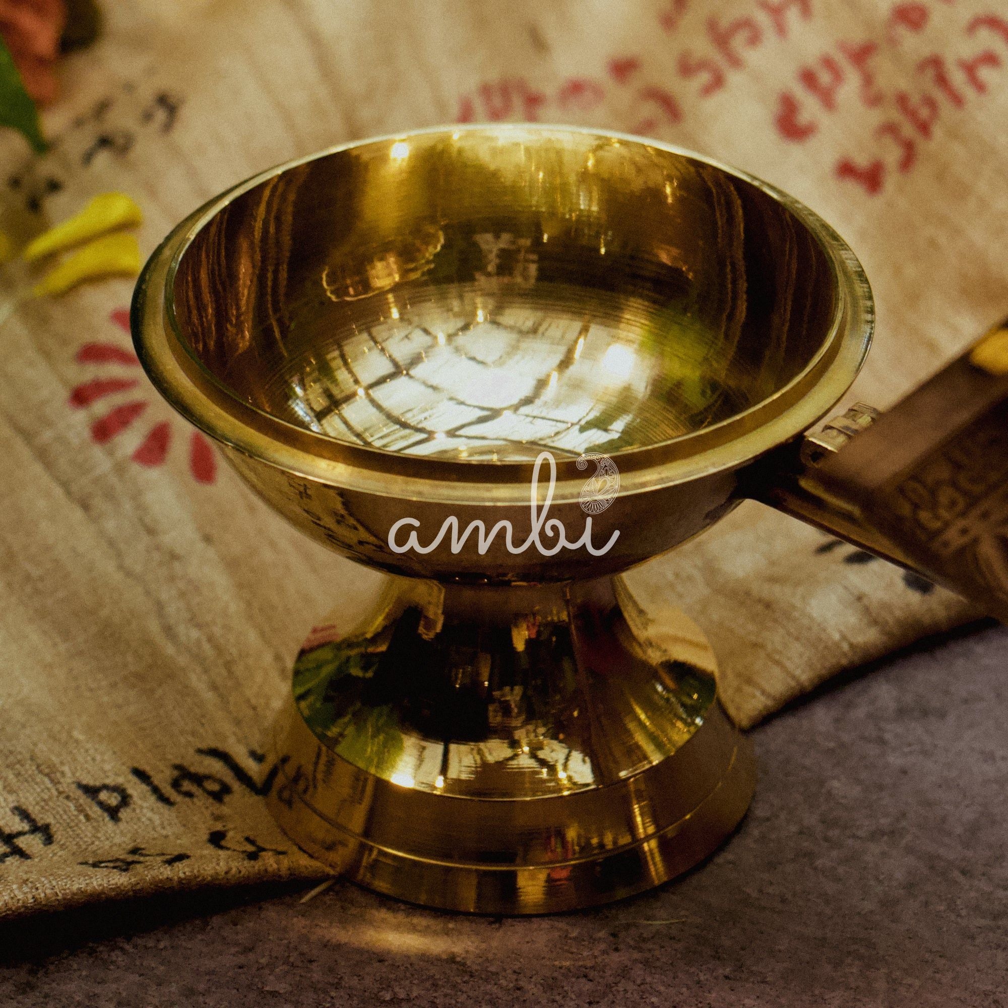 AMBI Brass Dhuni Loban Sambrani Incense Burner Large