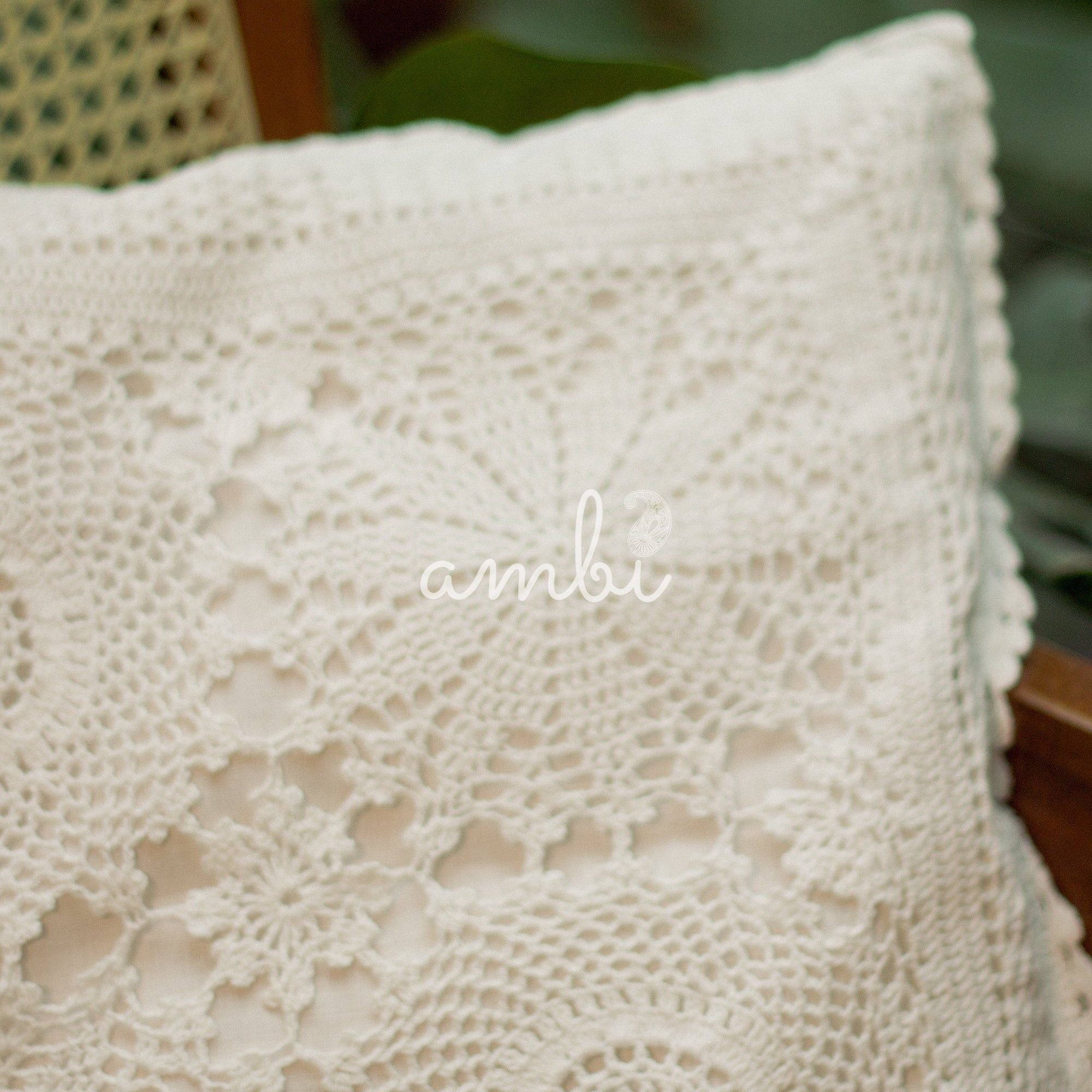 2026 Collection - Hand-Embroidered Plain Crochet Cushion Cover - 16 X 16 inches - Set of 4