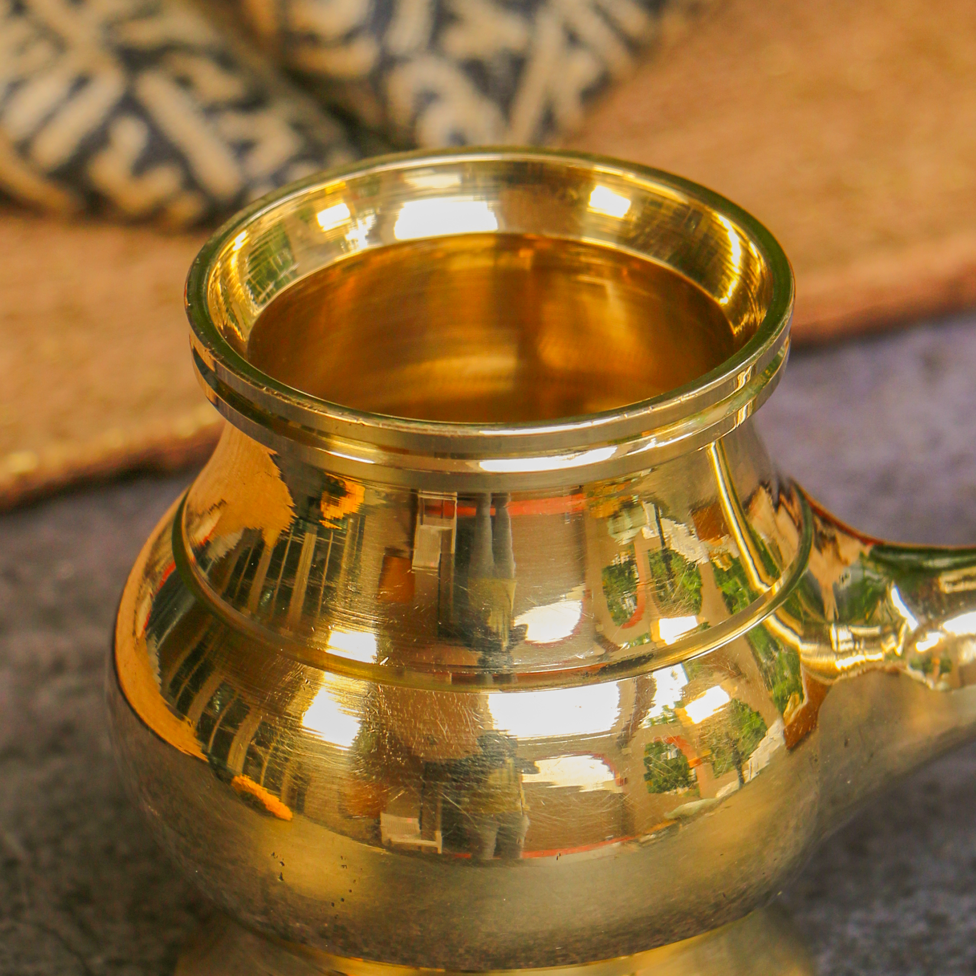 Ambi Pure Brass Abhishek Kumbh Lota Kalash for Pooja— Long Spout - Medium Size | Capacity: 500–600 ML
