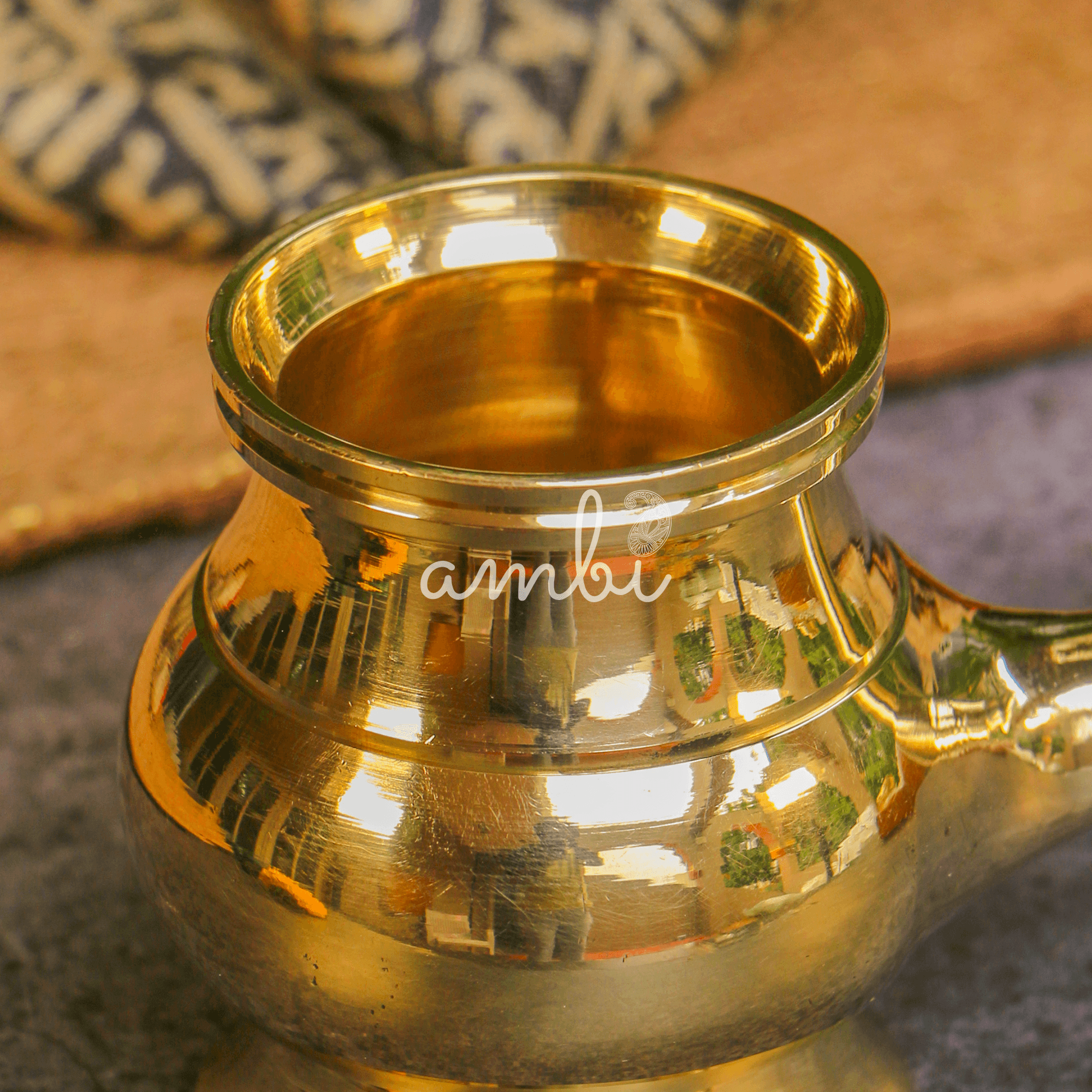 100 % Brass Kumbh Lota Kalash for Pooja / Abhishek or Water Storage - Long Spout
