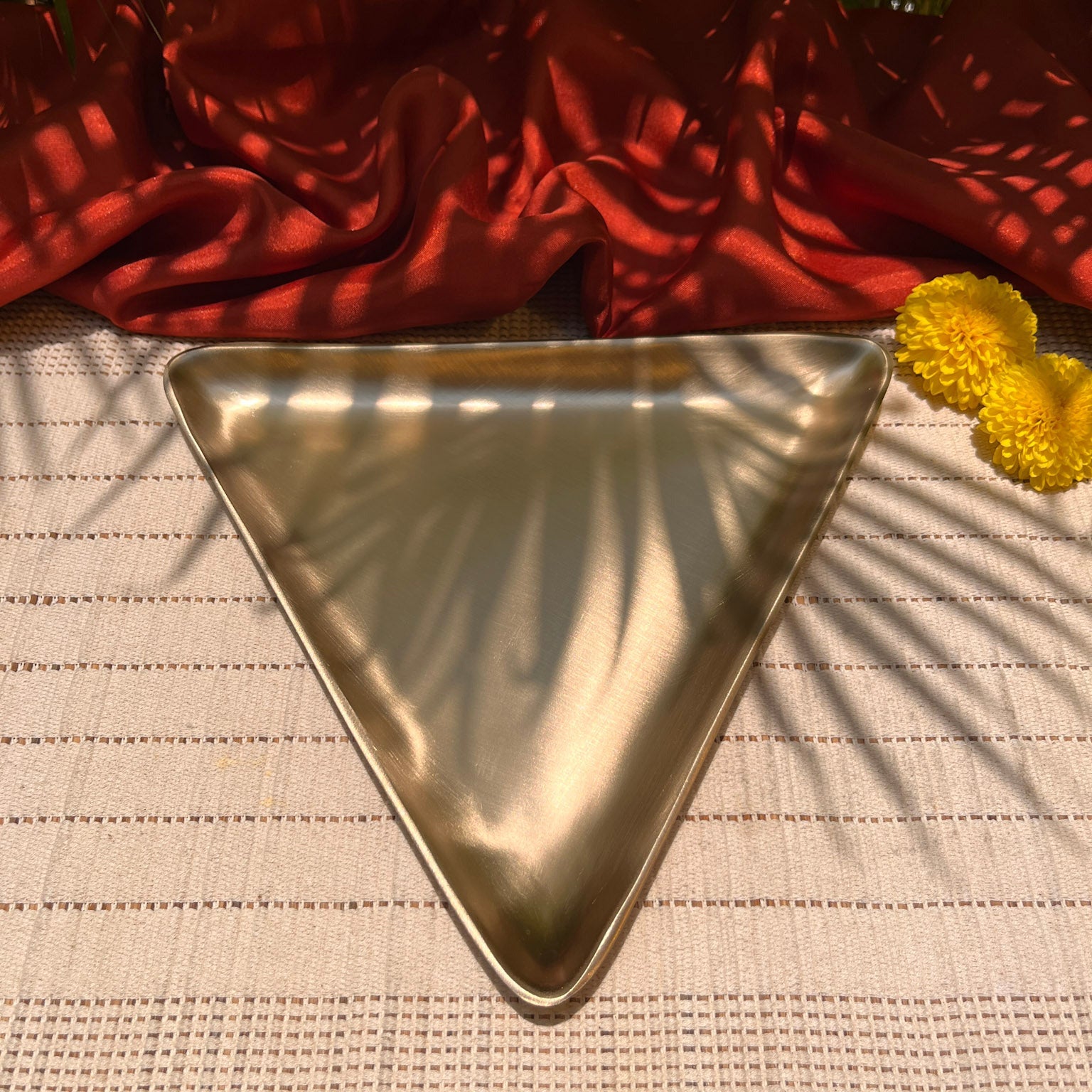 Ambi Pure Kansa Triangle Platter – Lead Free | Smooth Finish I Heavy Piece