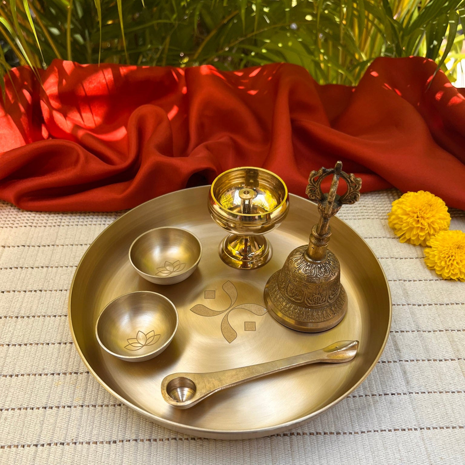 Ambi Suvarna Grace Pure Kansa Puja Thali Set – 6 Pieces