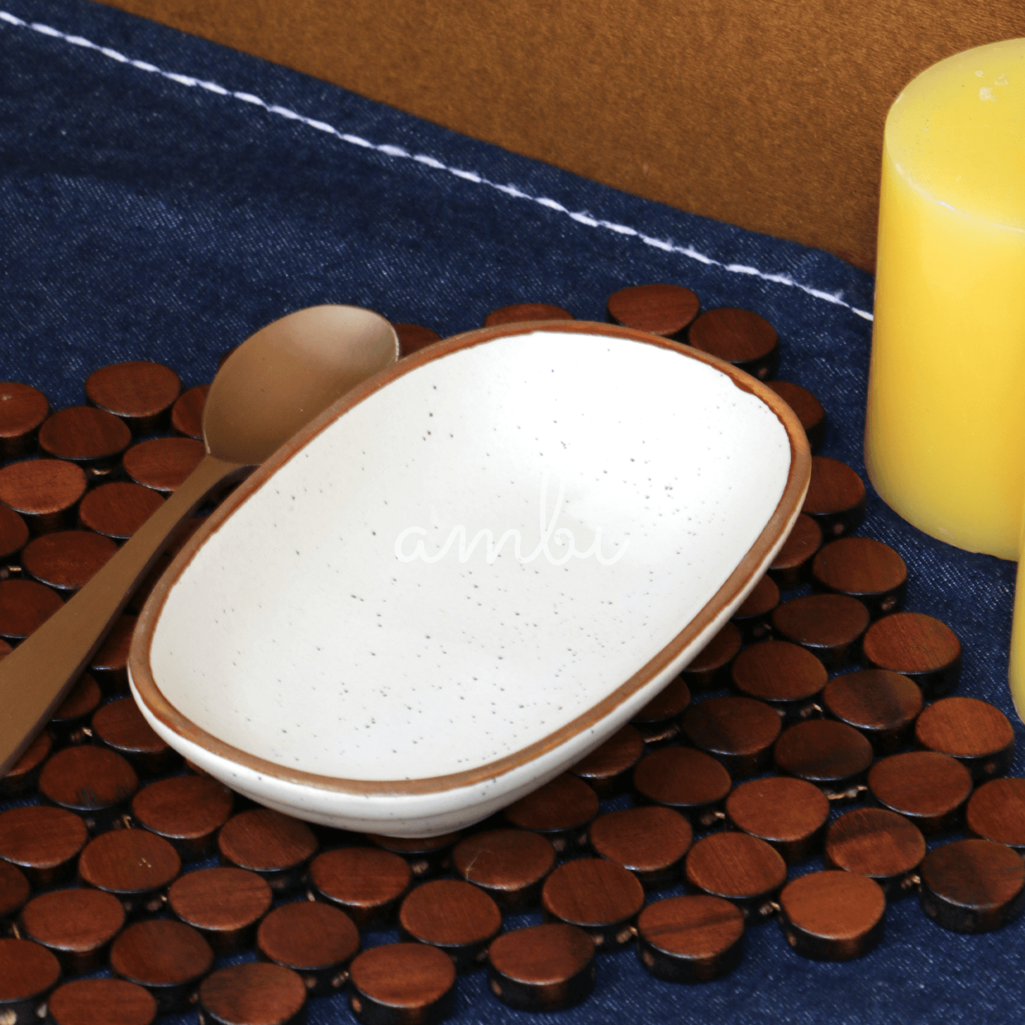 AMBI Handmade Stoneware British Style White Dessert Platter 6 inch I Microwave safe | Ideal for Gifting | Set of 2