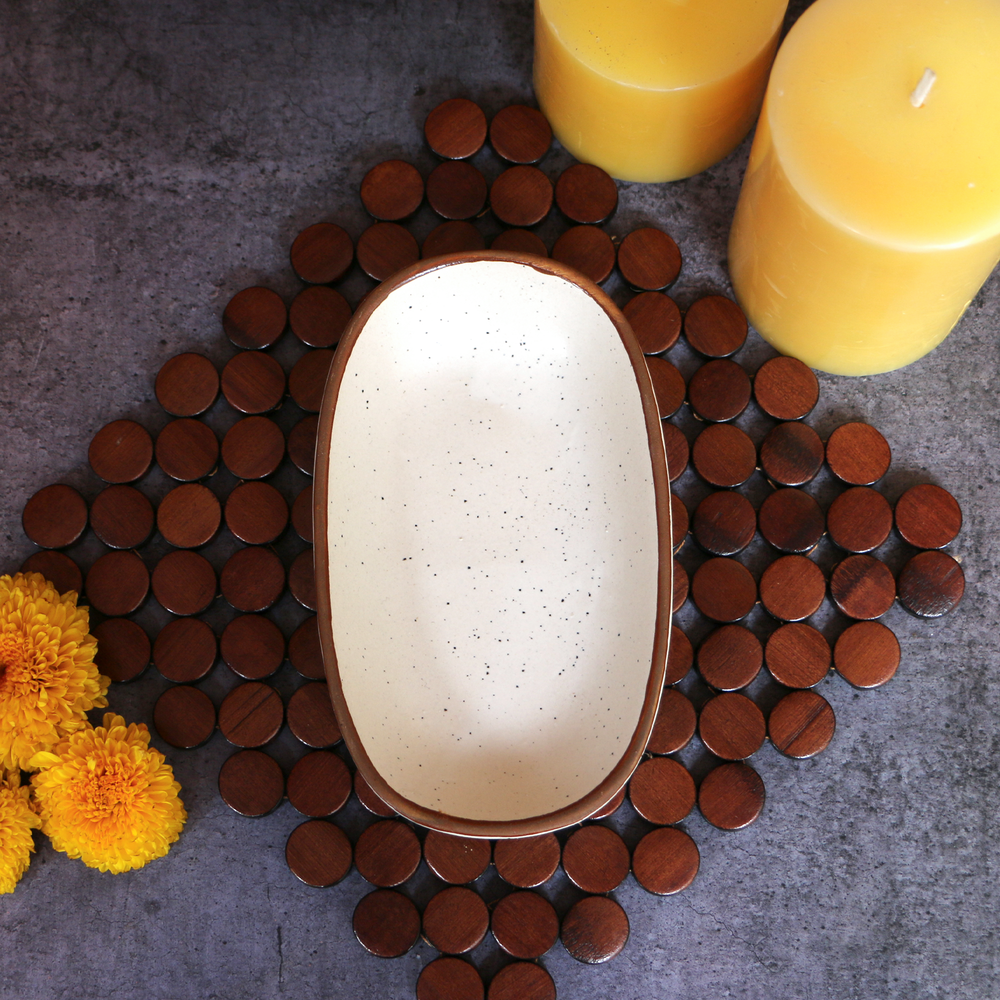 AMBI Handmade Stoneware British Style White Dessert Platter 6 inch I Microwave safe | Ideal for Gifting | Set of 2