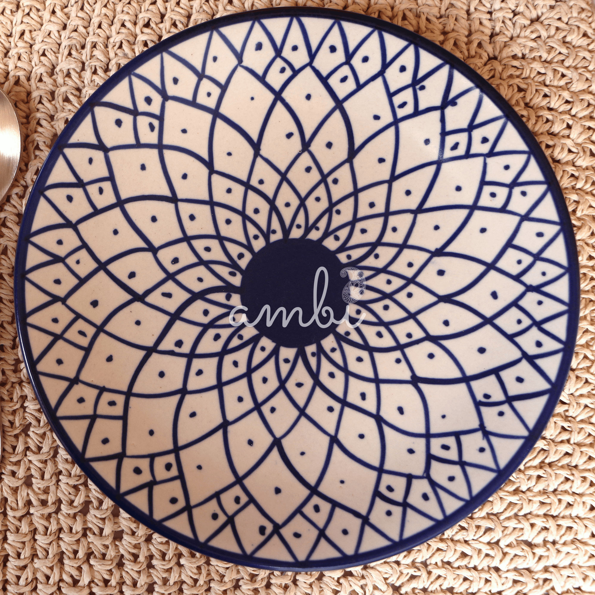 Ambi Stoneware Blue Decal Small Plate 7 inch