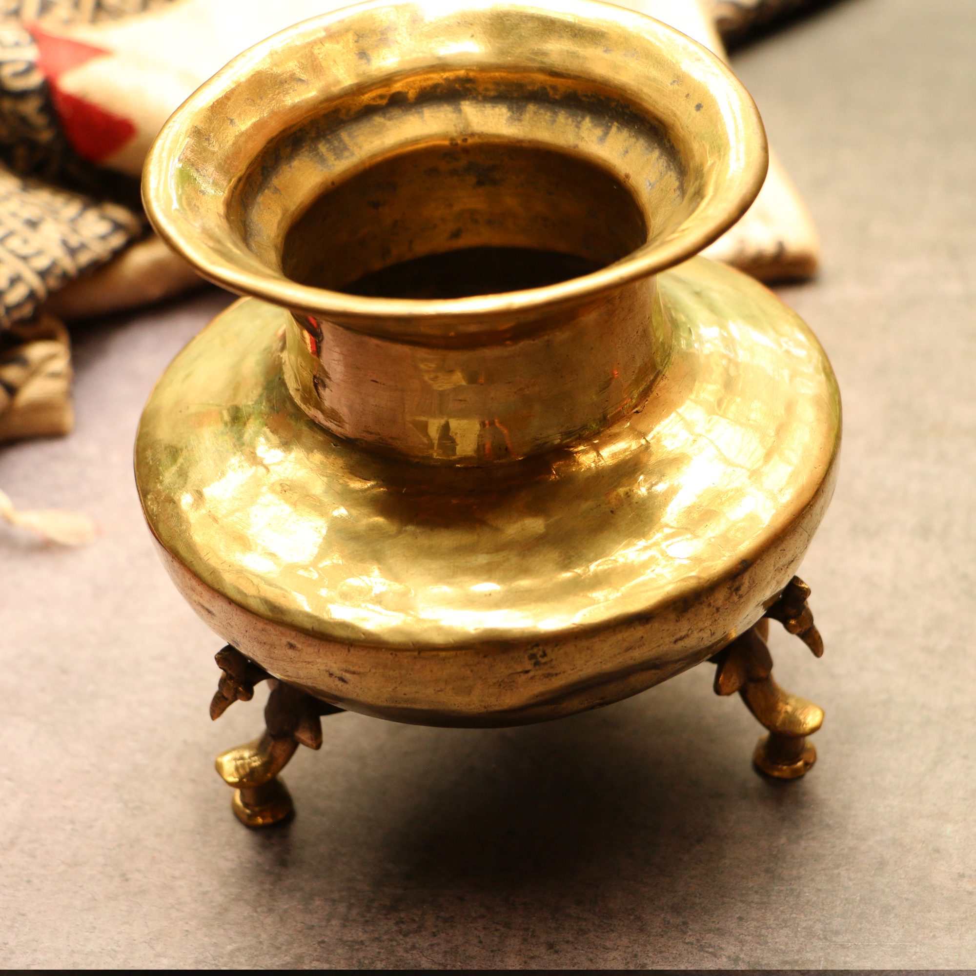 Handcrafted Elegant Vintage Brass Lota With Legs