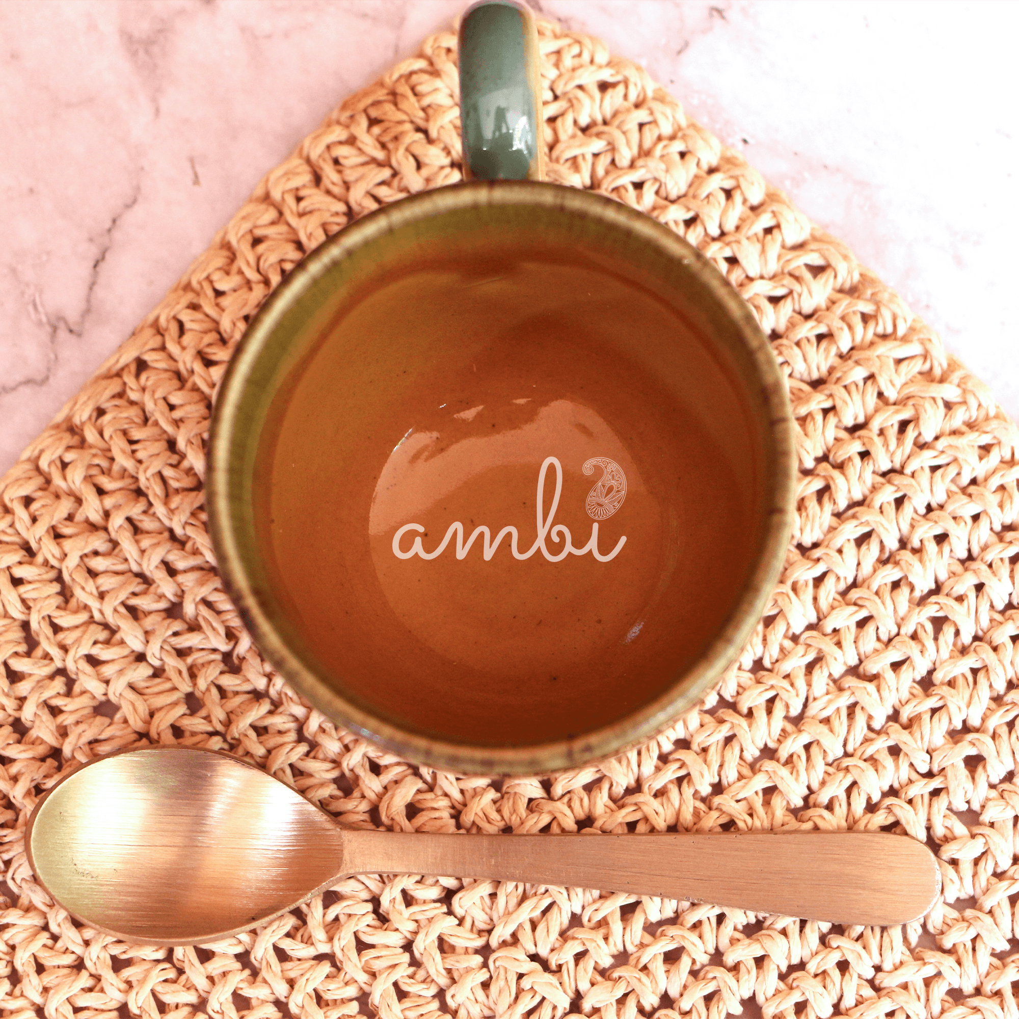Ambi Handmade Glazed Mustard Coffee Mug Set of 2 (150 ml)
