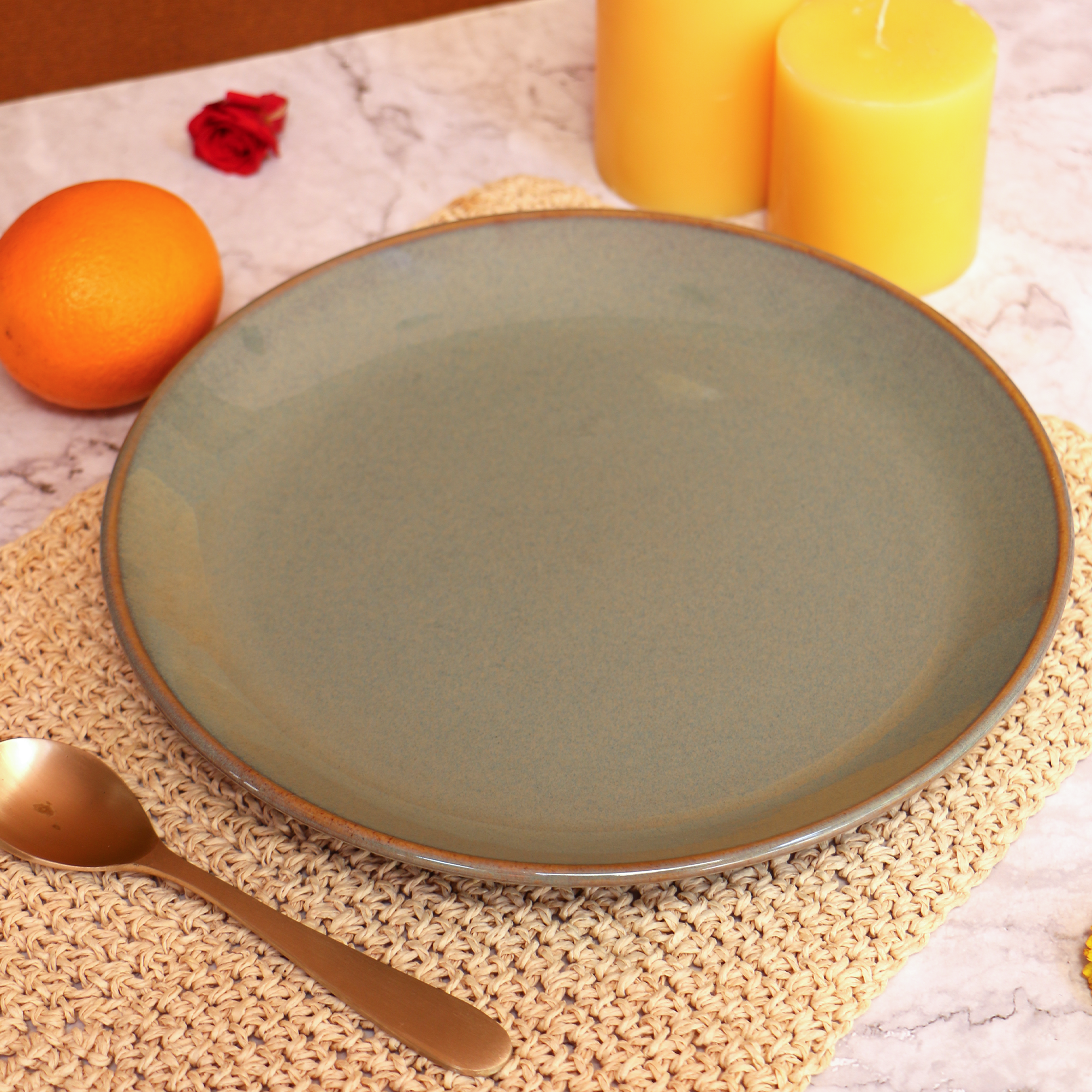 Ambi Ceramic Glazed Grey Dinner Plate
