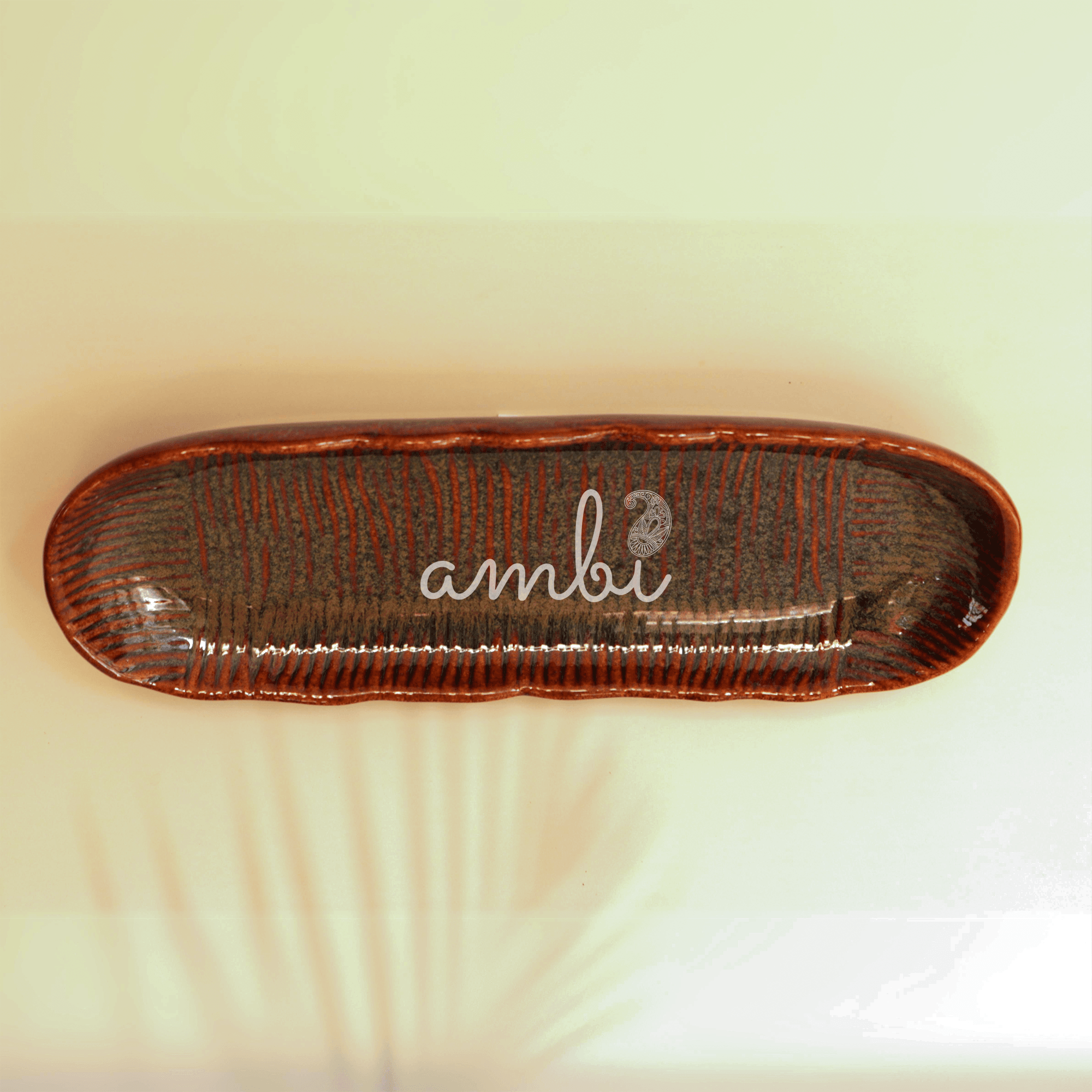 Ambi Brown Glazed Sushi Platter 12.5 inch