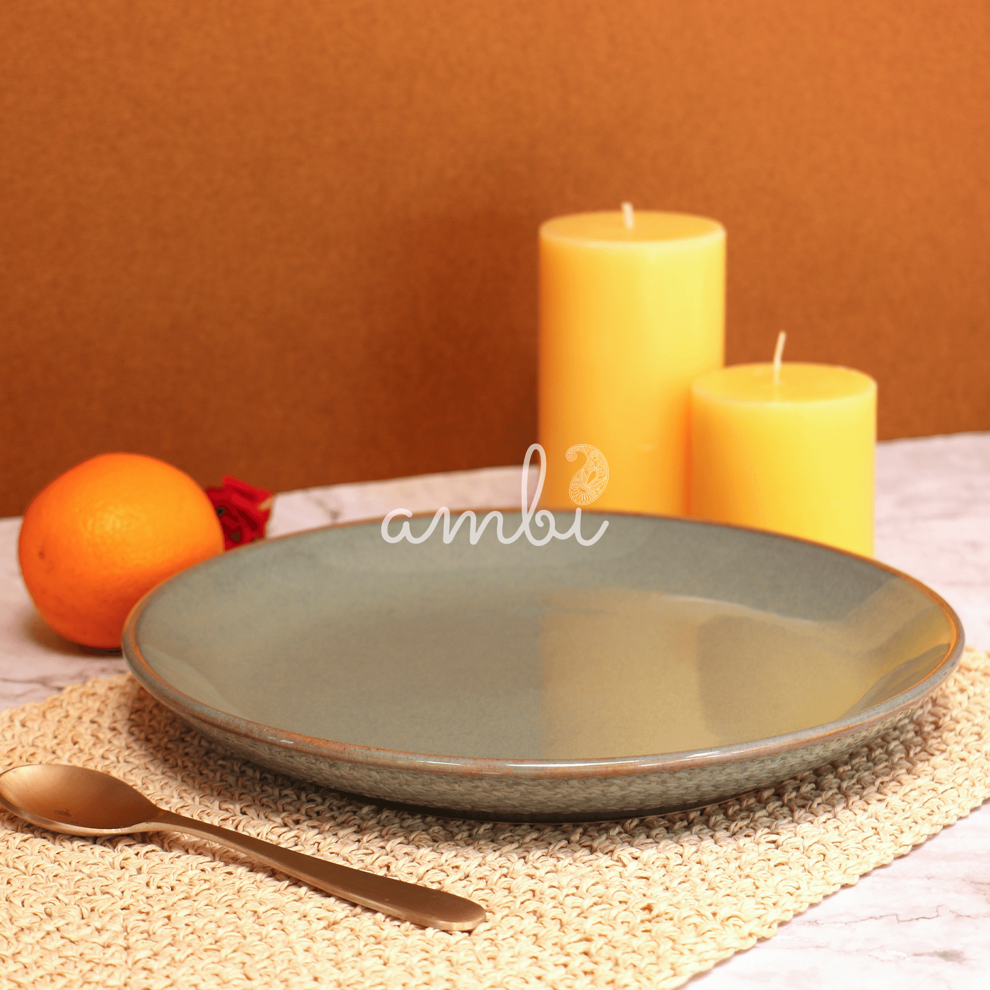 Ambi Ceramic Glazed Grey Dinner Plate