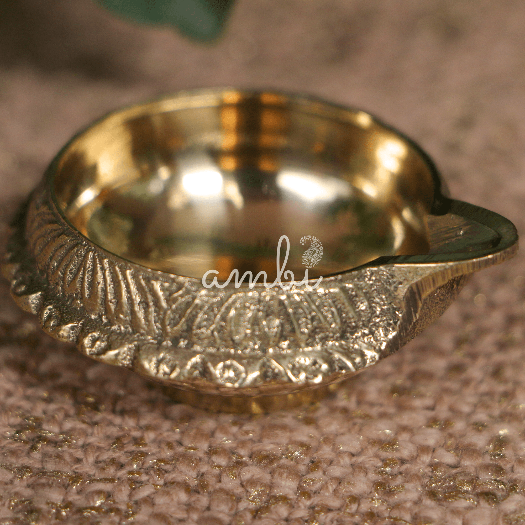 100% Pure Brass Pooja Traditional Deepam / Deepak / Diya - Medium - Set of 2