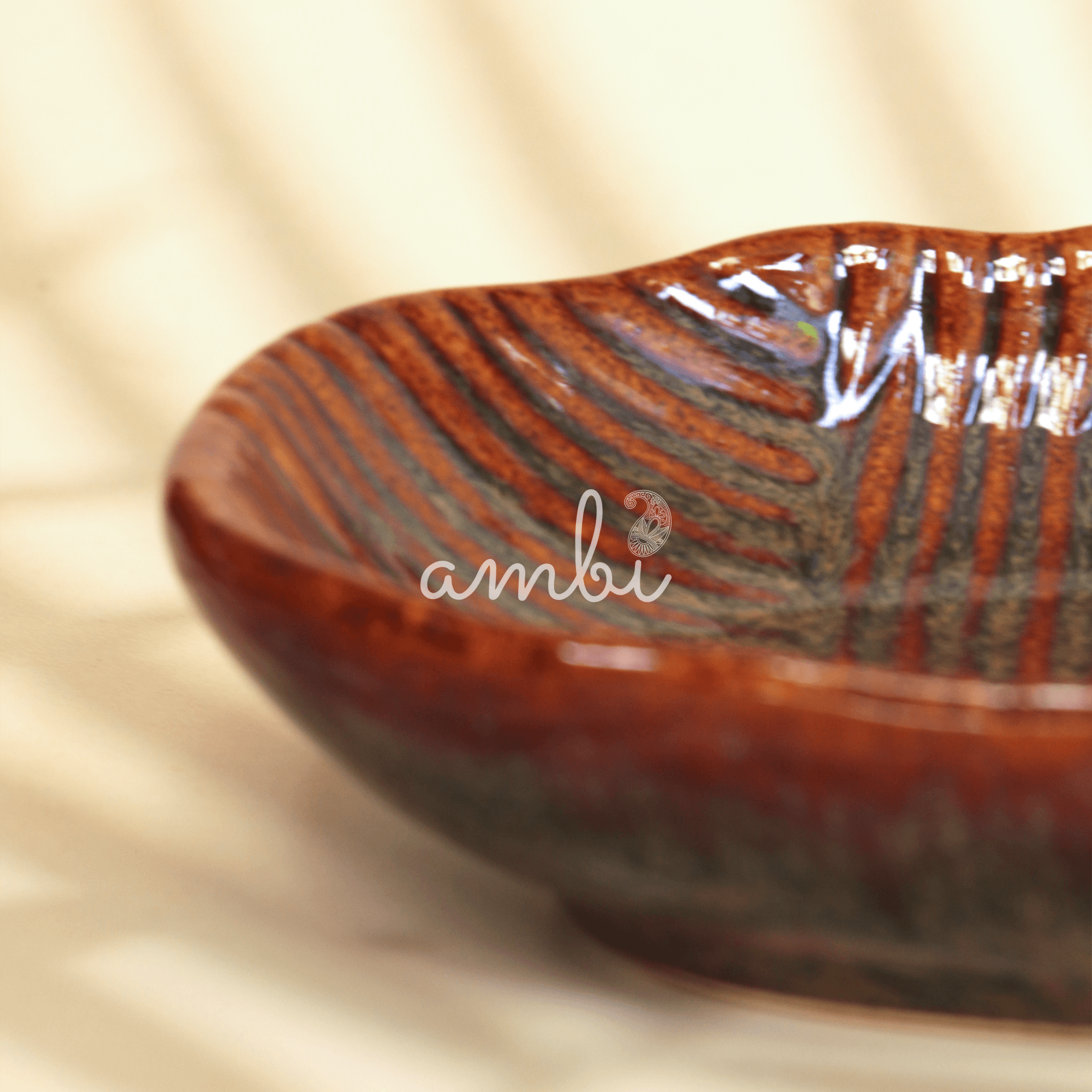 Ambi Brown Glazed Sushi Platter 12.5 inch