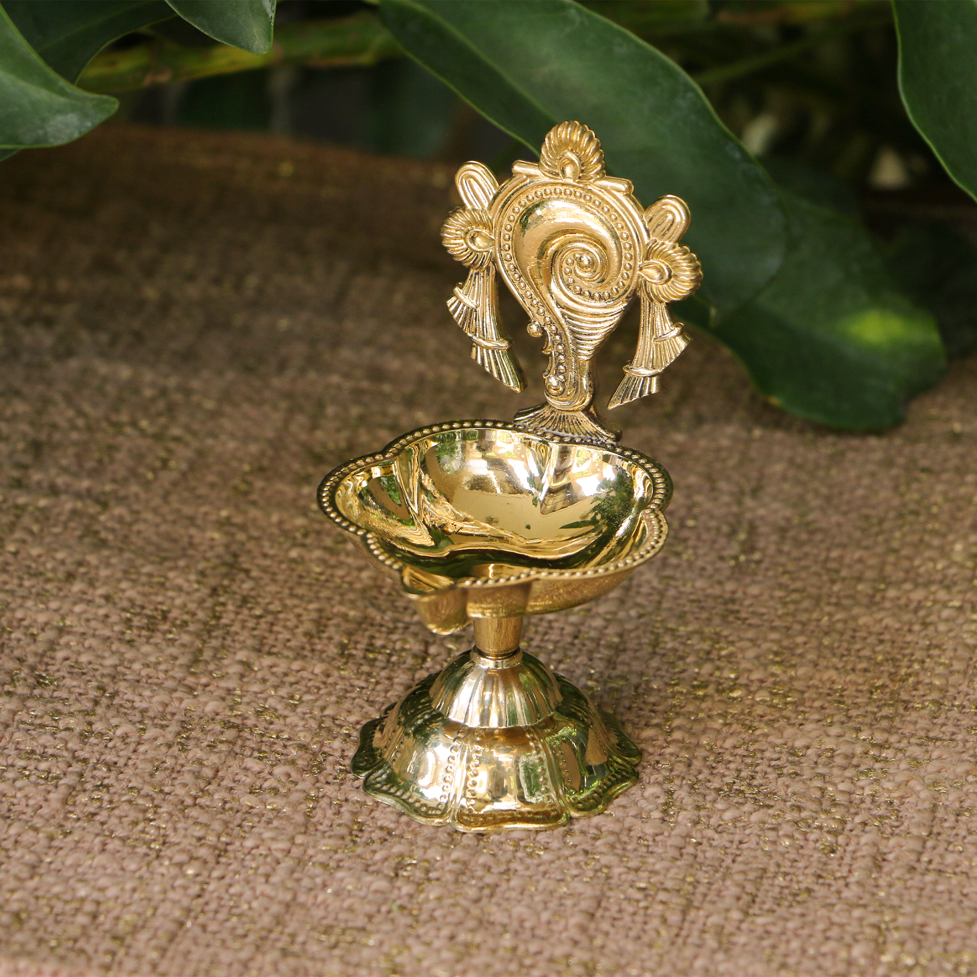 100% Pure Brass Shankha Deepam - Small