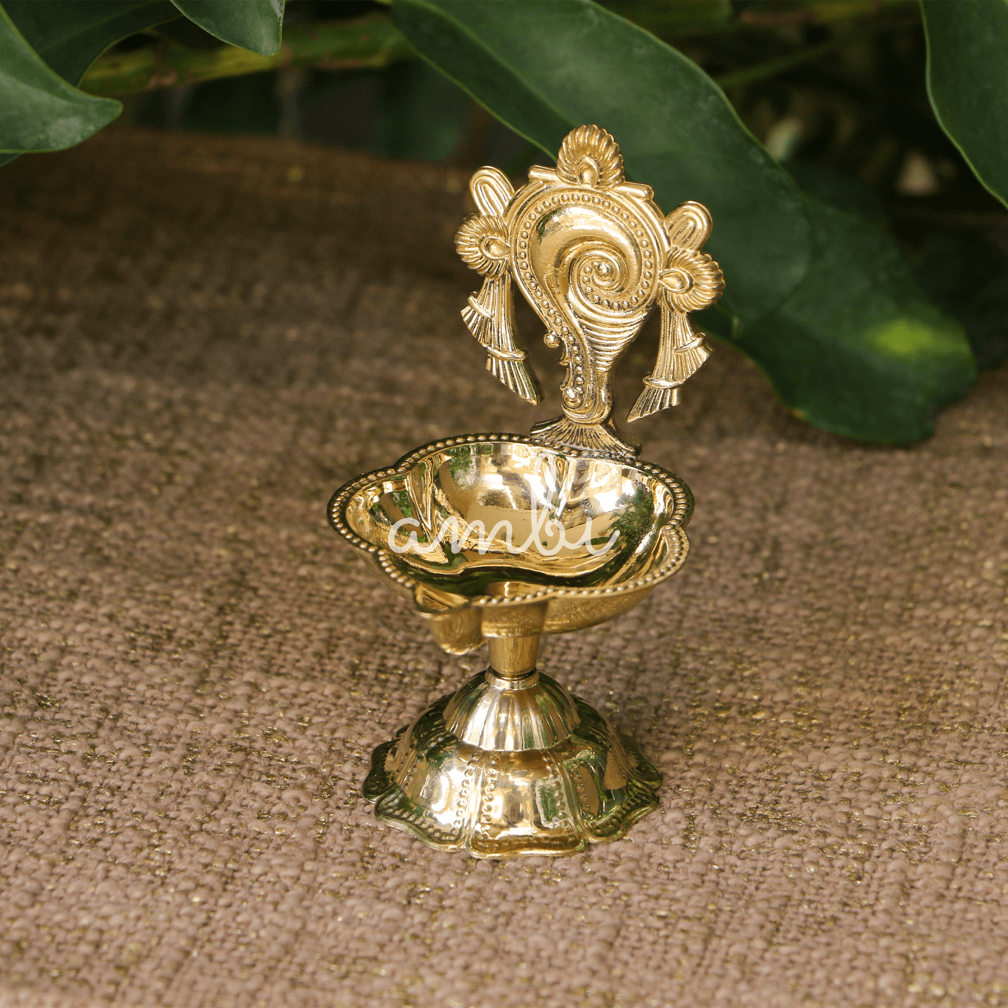 100% Pure Brass Shankha Deepam - Small