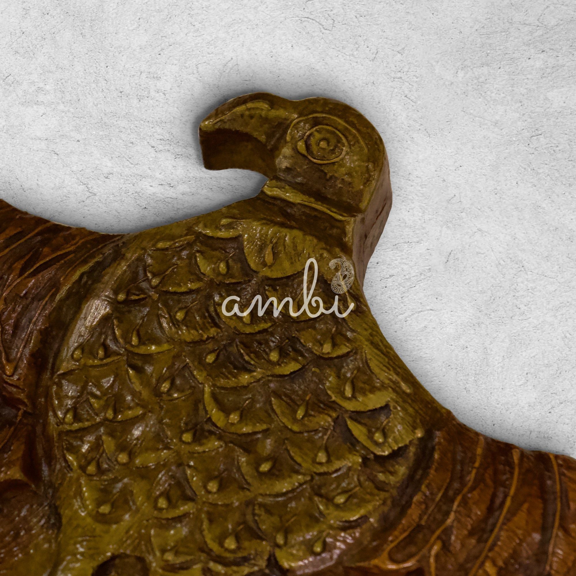 Hand Crafted Wooden Jharoka Wall Decor with a Falcon Top
