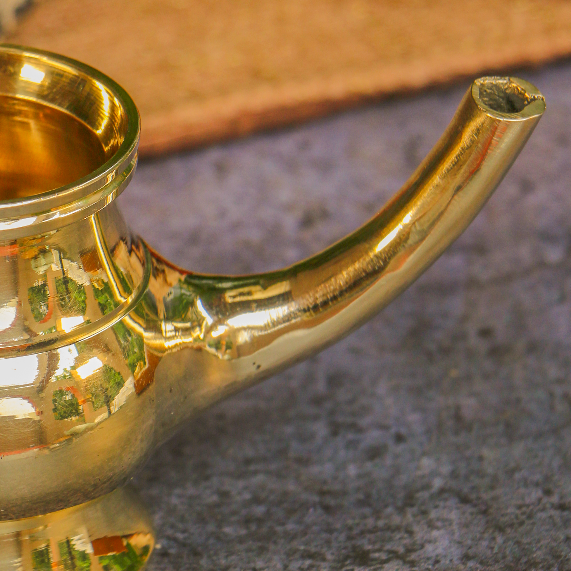 Ambi Pure Brass Abhishek Kumbh Lota Kalash for Pooja— Long Spout - Medium Size | Capacity: 500–600 ML