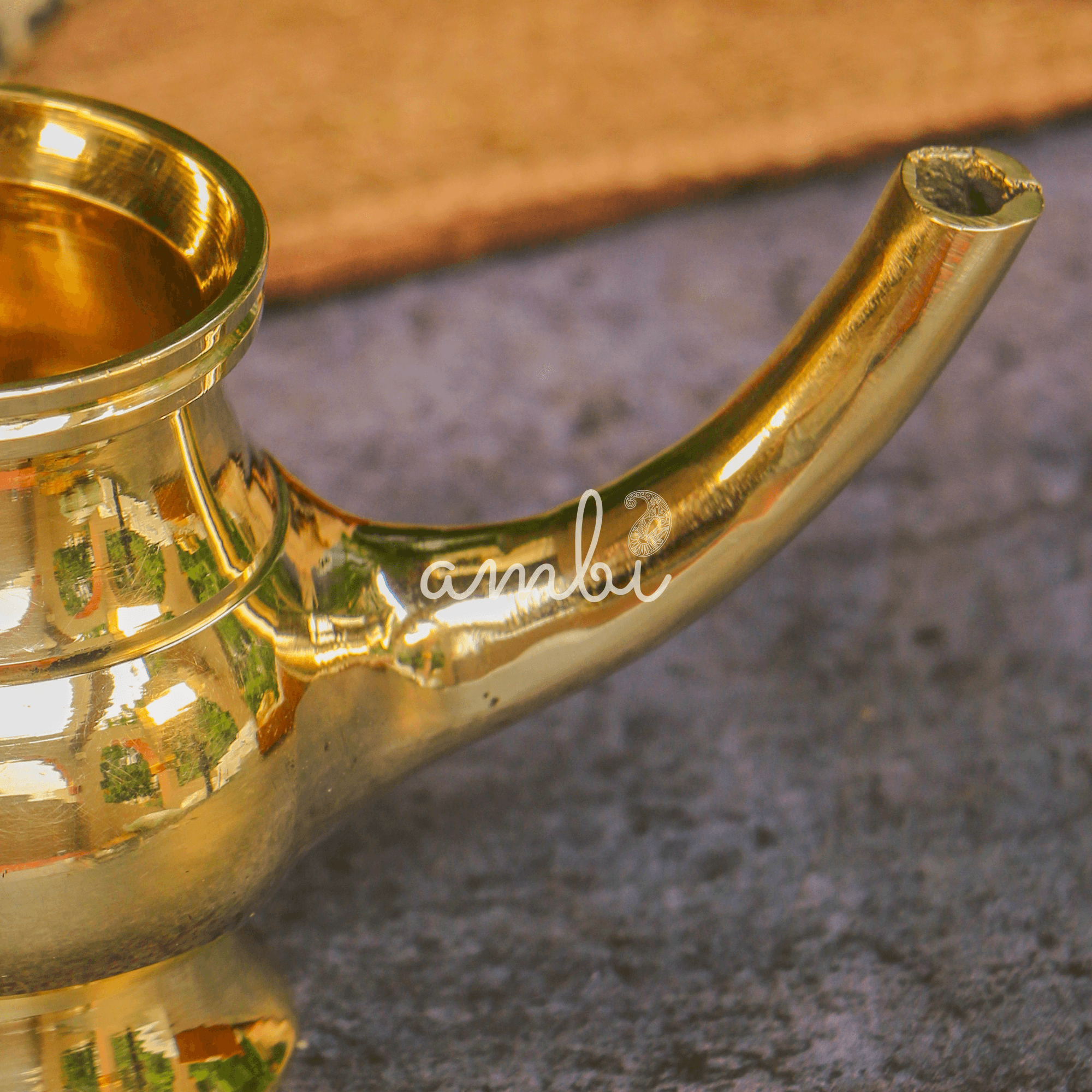 100 % Brass Kumbh Lota Kalash for Pooja / Abhishek or Water Storage - Long Spout