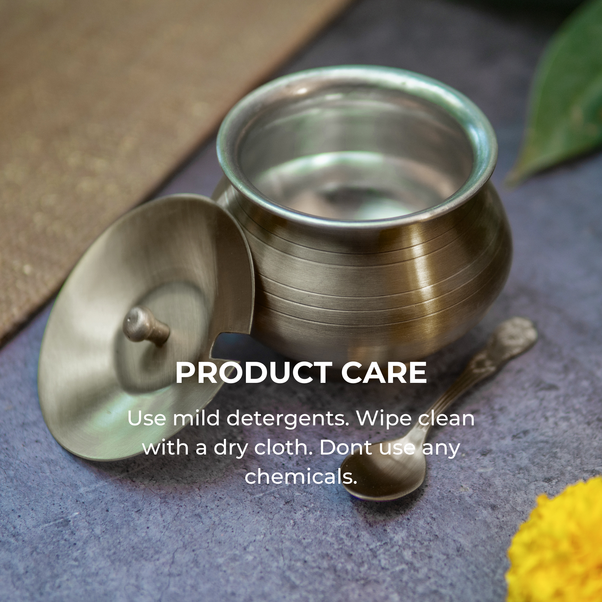 Pure Brass Ghee Pot (Matte) With Spoon - Vintage Finish Dark Brown 350 ml