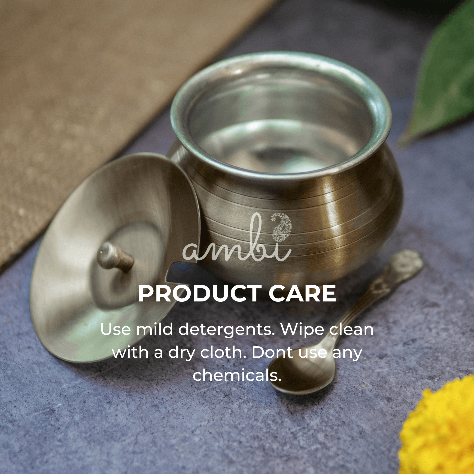 Pure Brass Ghee Pot (Matte) With Spoon - Vintage Finish Dark Brown 350 ml