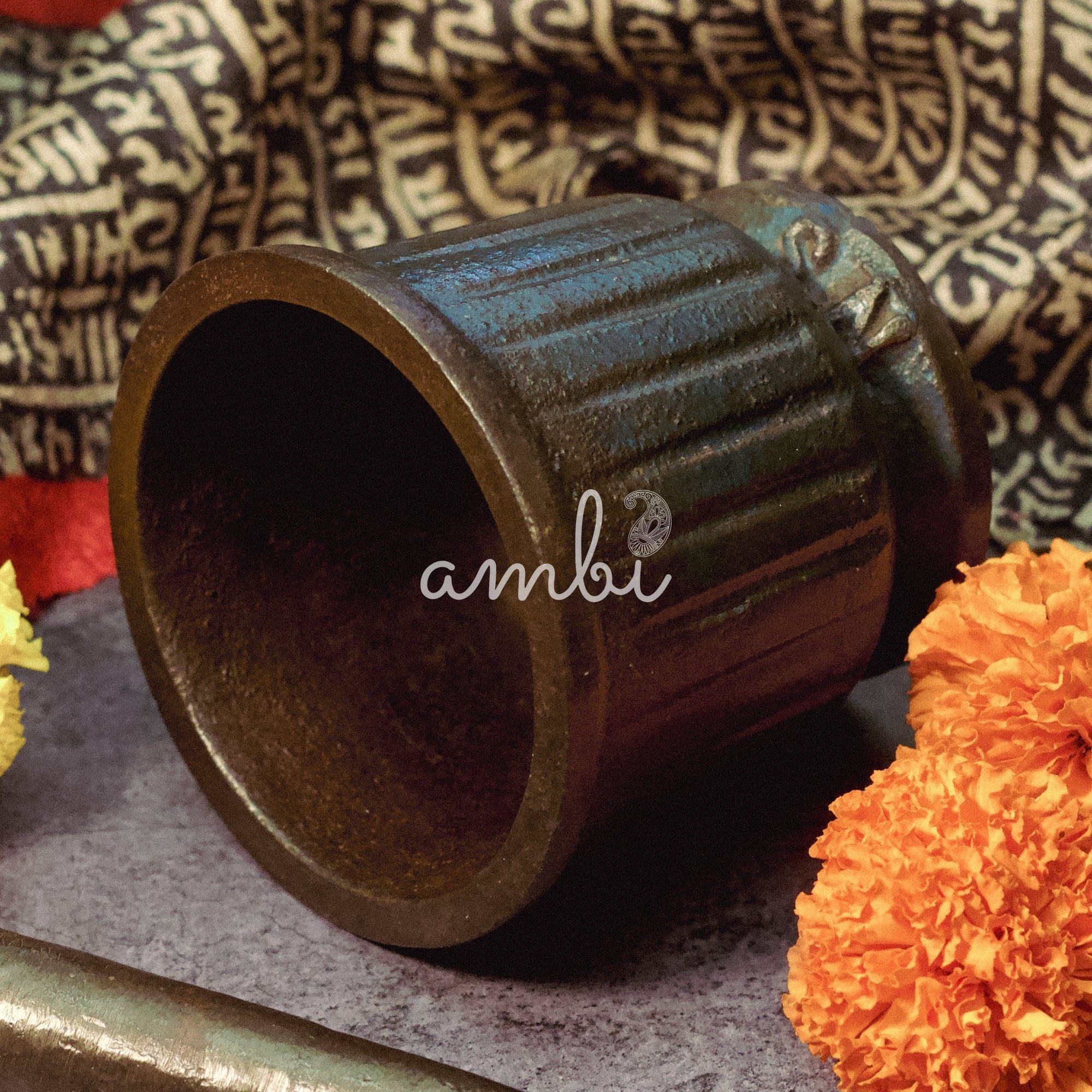 Vintage Cast Iron Mortar And Pestle (Okhli) - Large