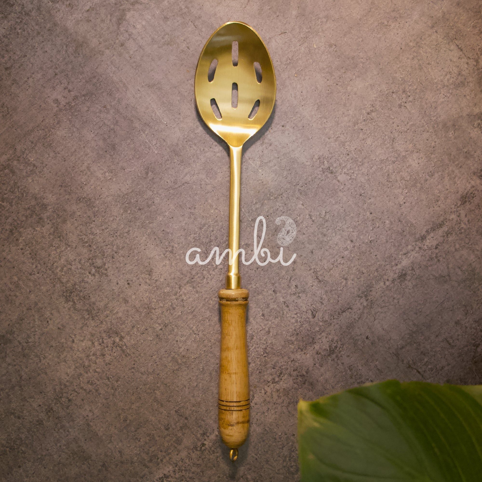 Heavy Brass Cooking Ladles / Karchi - Set of Five - Matt Finish