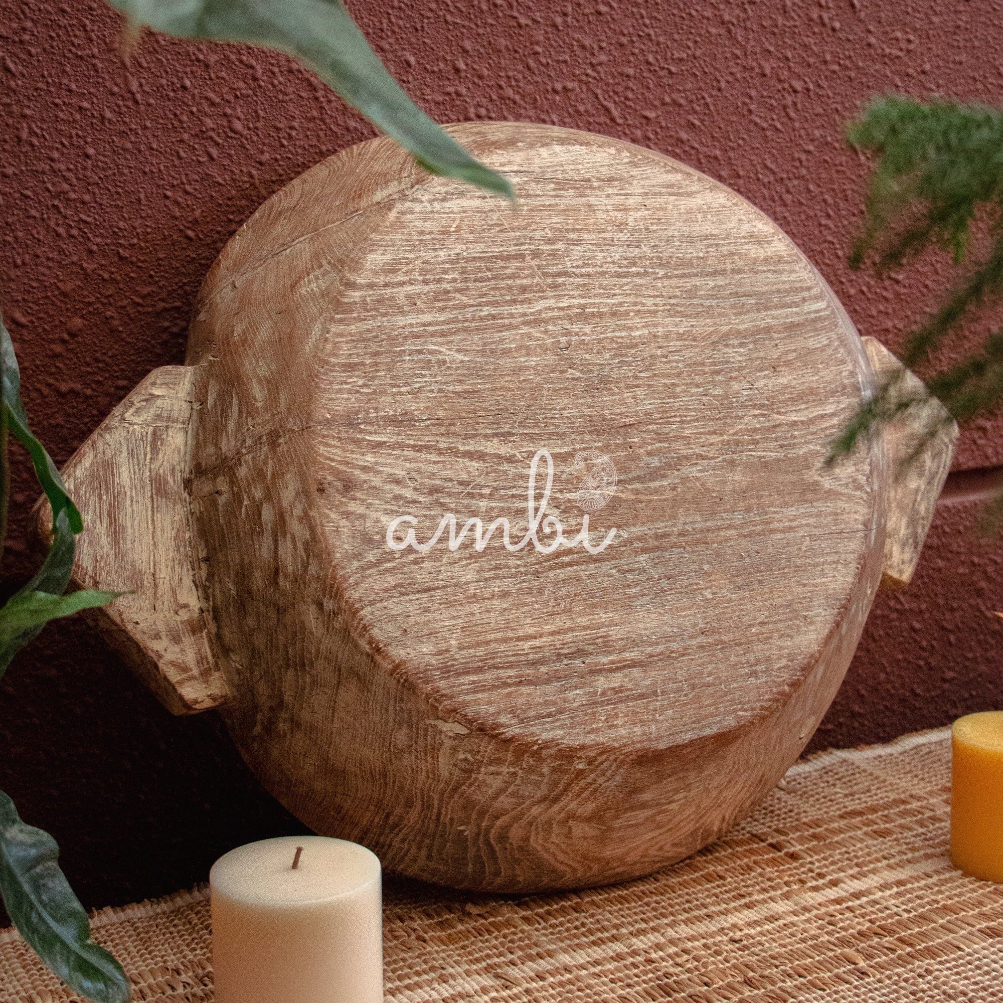 Vintage Wooden Parat - Heavy Base - Floral Pattern