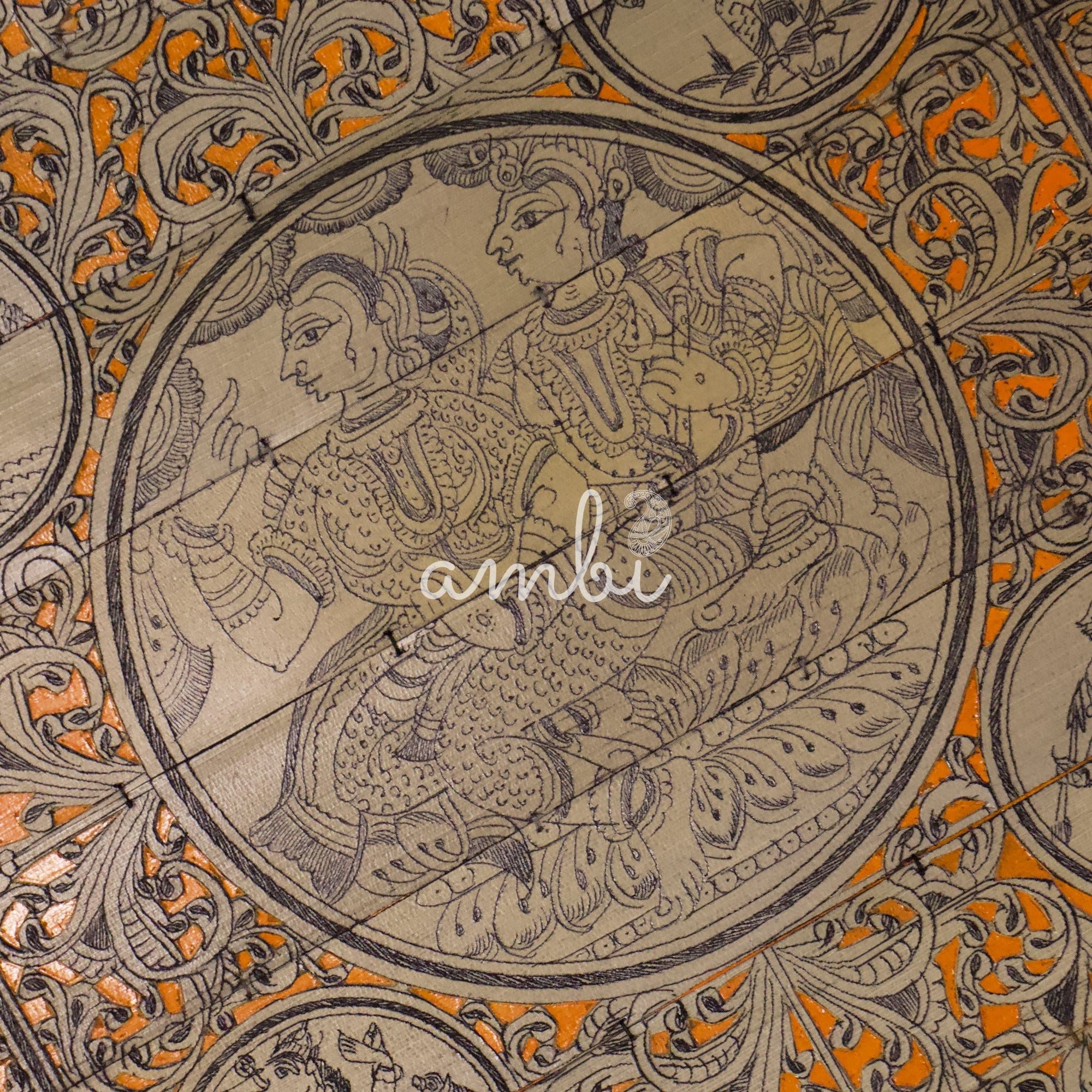 2026 Matte Pattachitra Radhakrishna Dashabatara Palm Leaf Engraving Painting