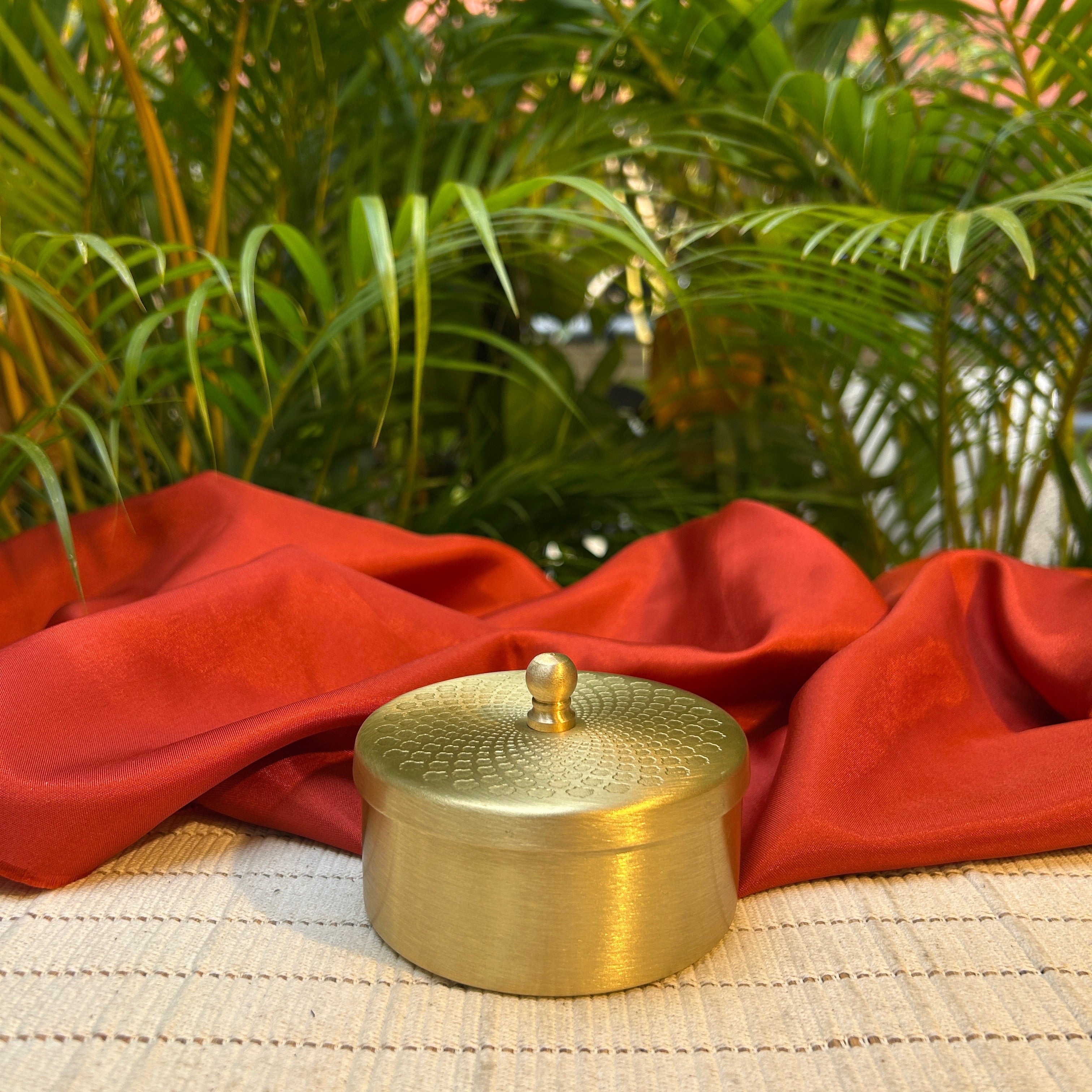 Pure Brass Small Nut / Trinket Jar Box - 3.5 inches Diameter - Spiral Design