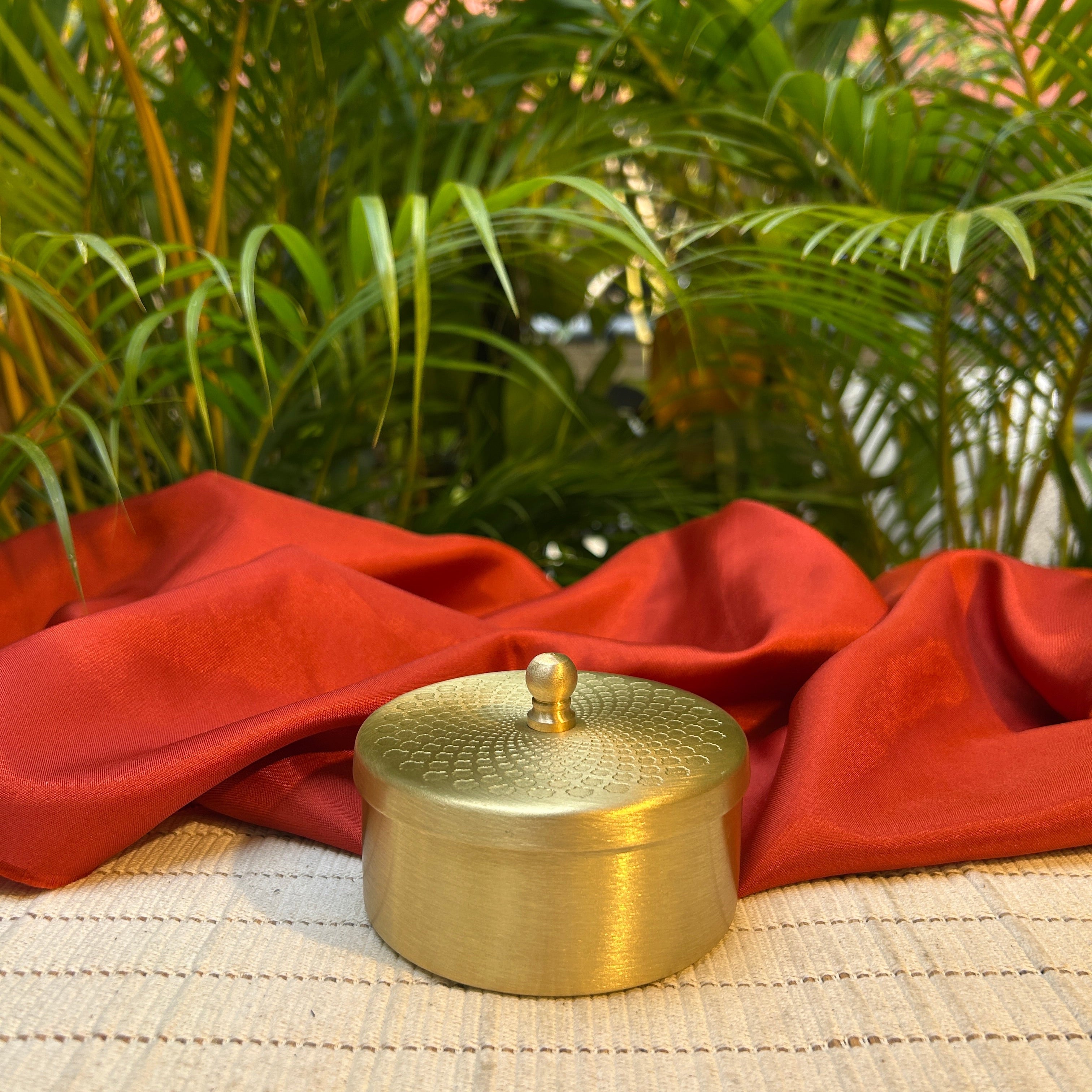 Pure Brass Small Nut / Trinket Jar Box - 3.5 inches Diameter - Spiral Design