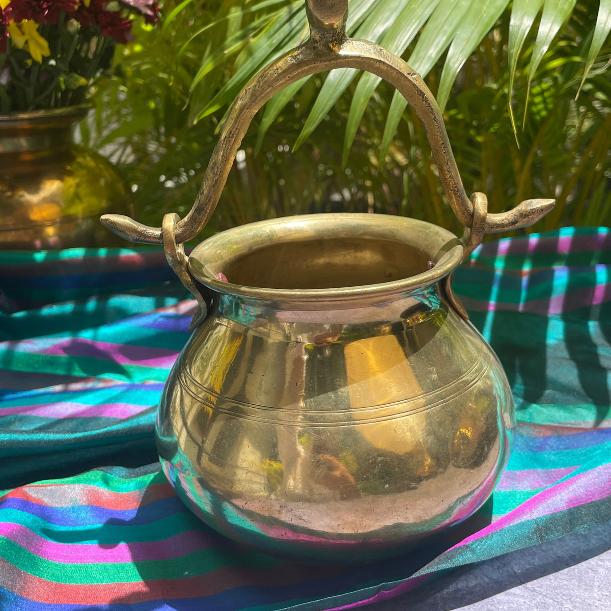 Ambi Handcrafted Elegant Vintage Brass Lota / Water Pot with Handle