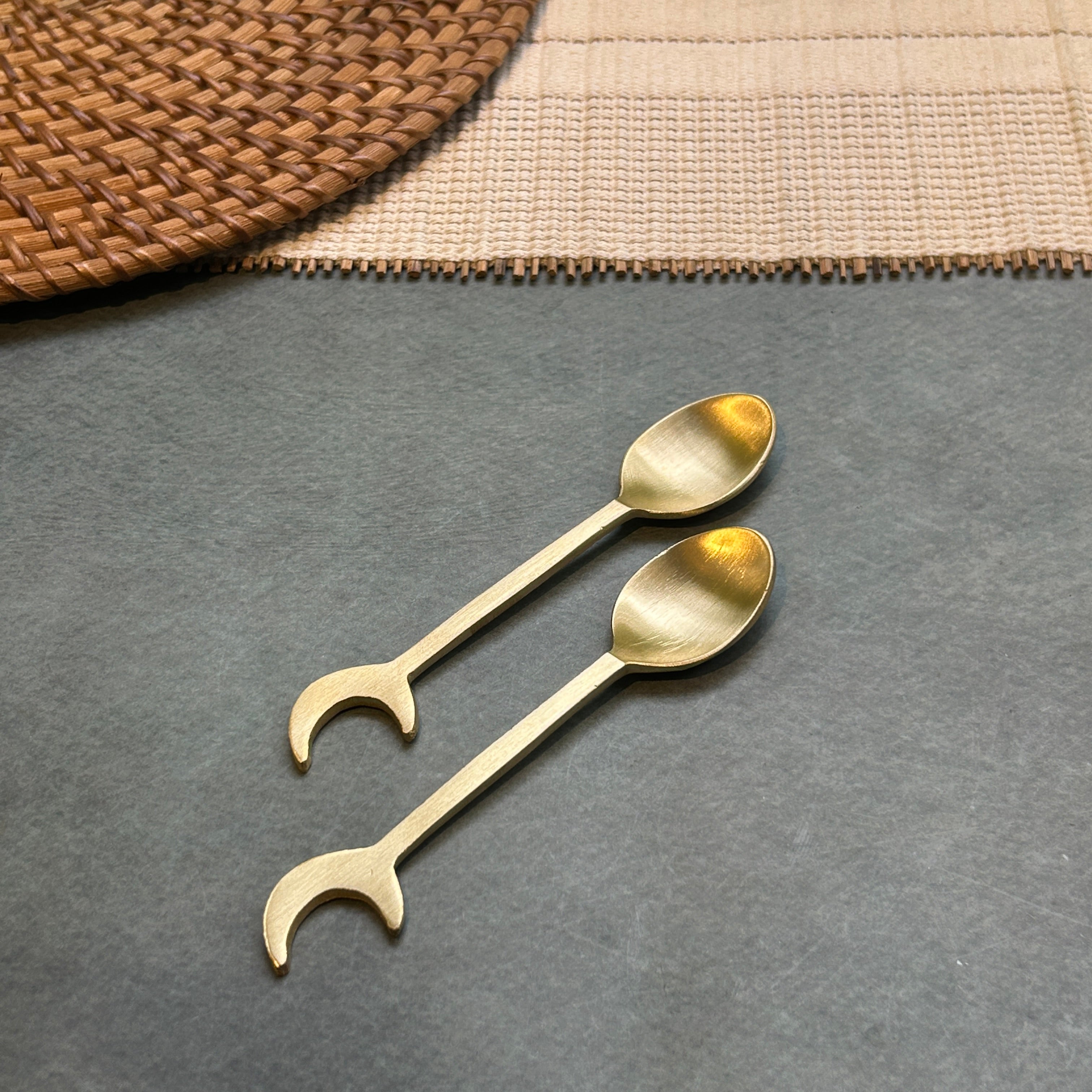 Ambi Half Moon Design Pure Brass Spoon | Set of 2, 4 or 6