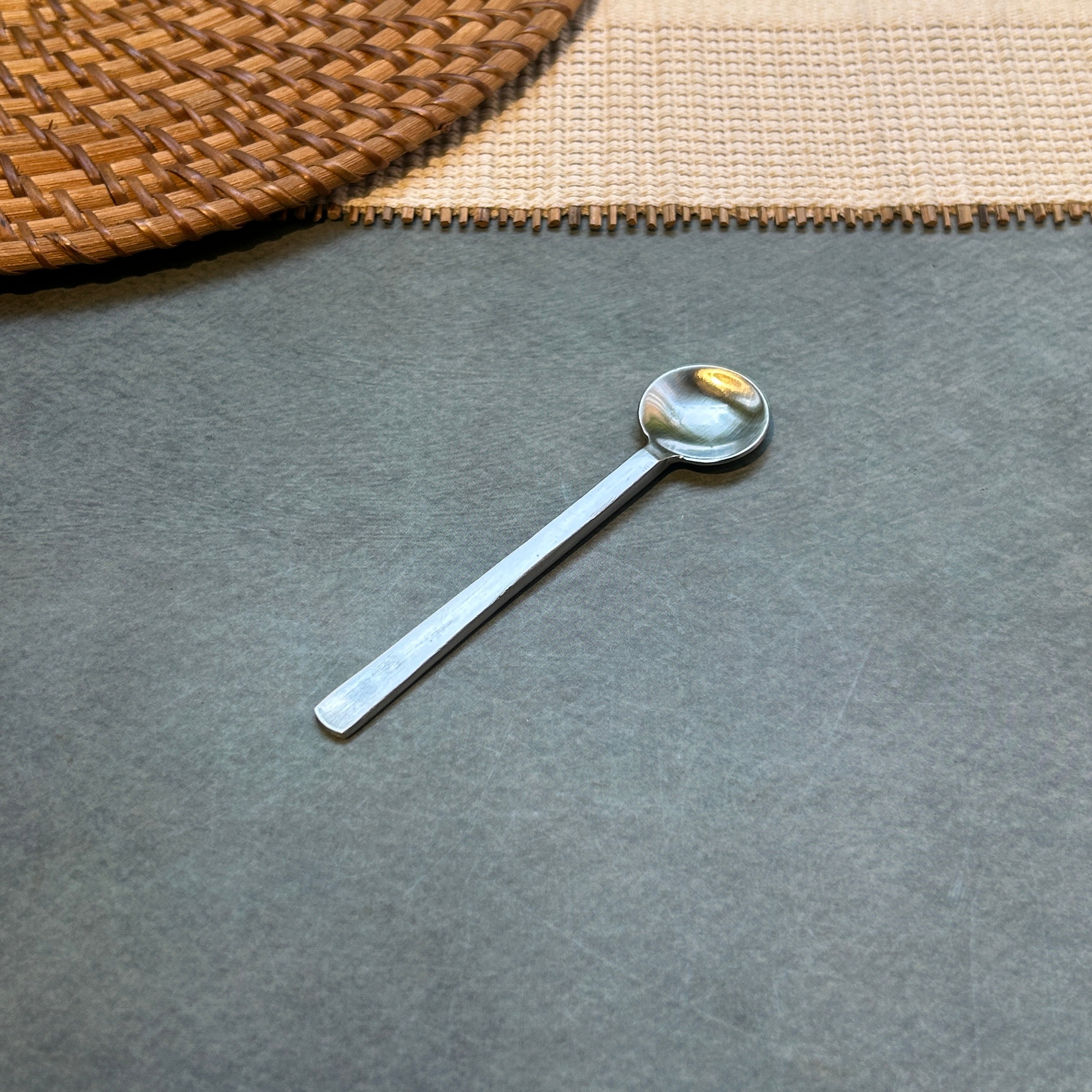 Ambi Pure Brass Circular Scoop Flatware - Tea and Coffee Silver Spoon |Multipurpose Spoon|