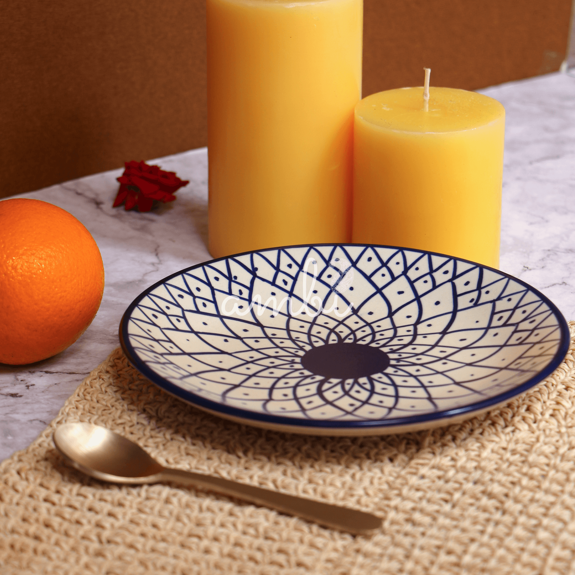 Ambi Stoneware Blue Decal Small Plate 7 inch