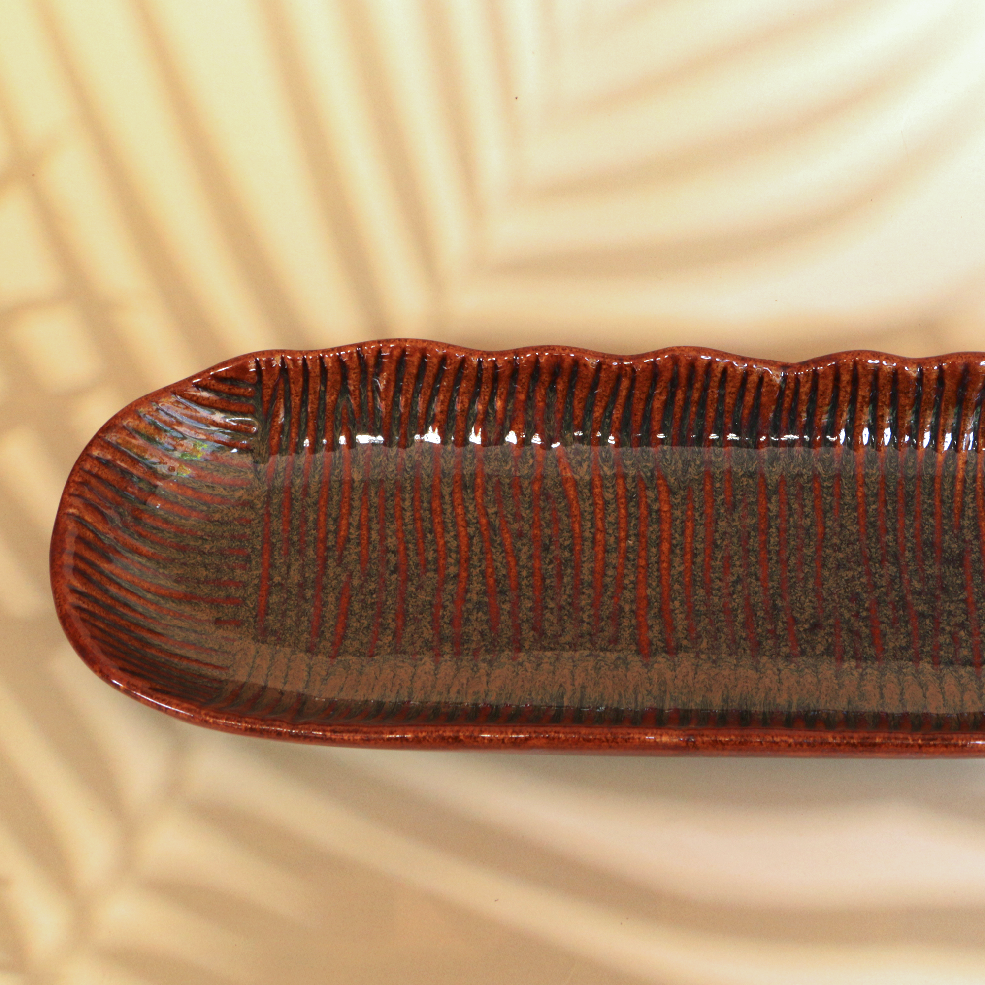 Ambi Brown Glazed Sushi Platter 12.5 inch