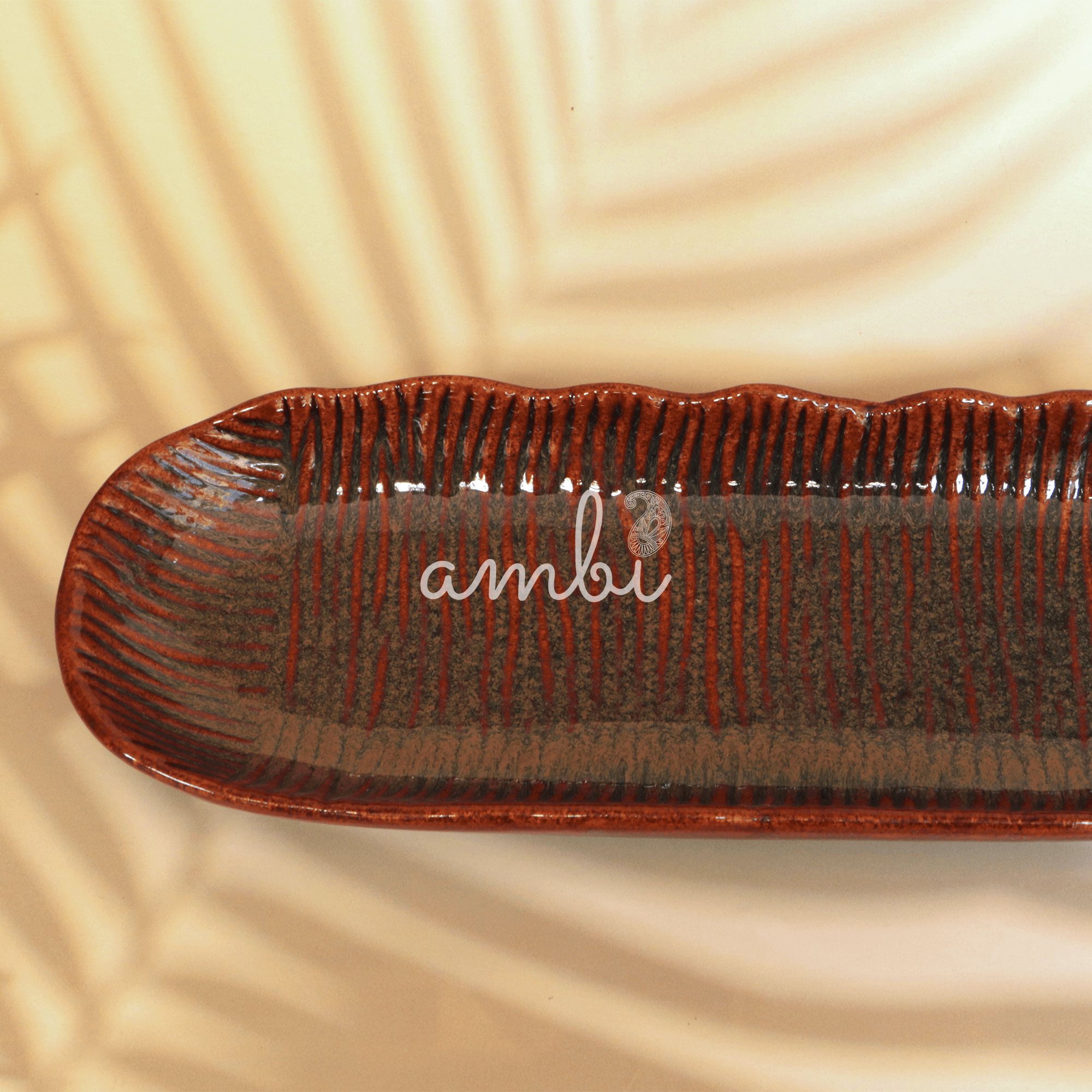 Ambi Brown Glazed Sushi Platter 12.5 inch