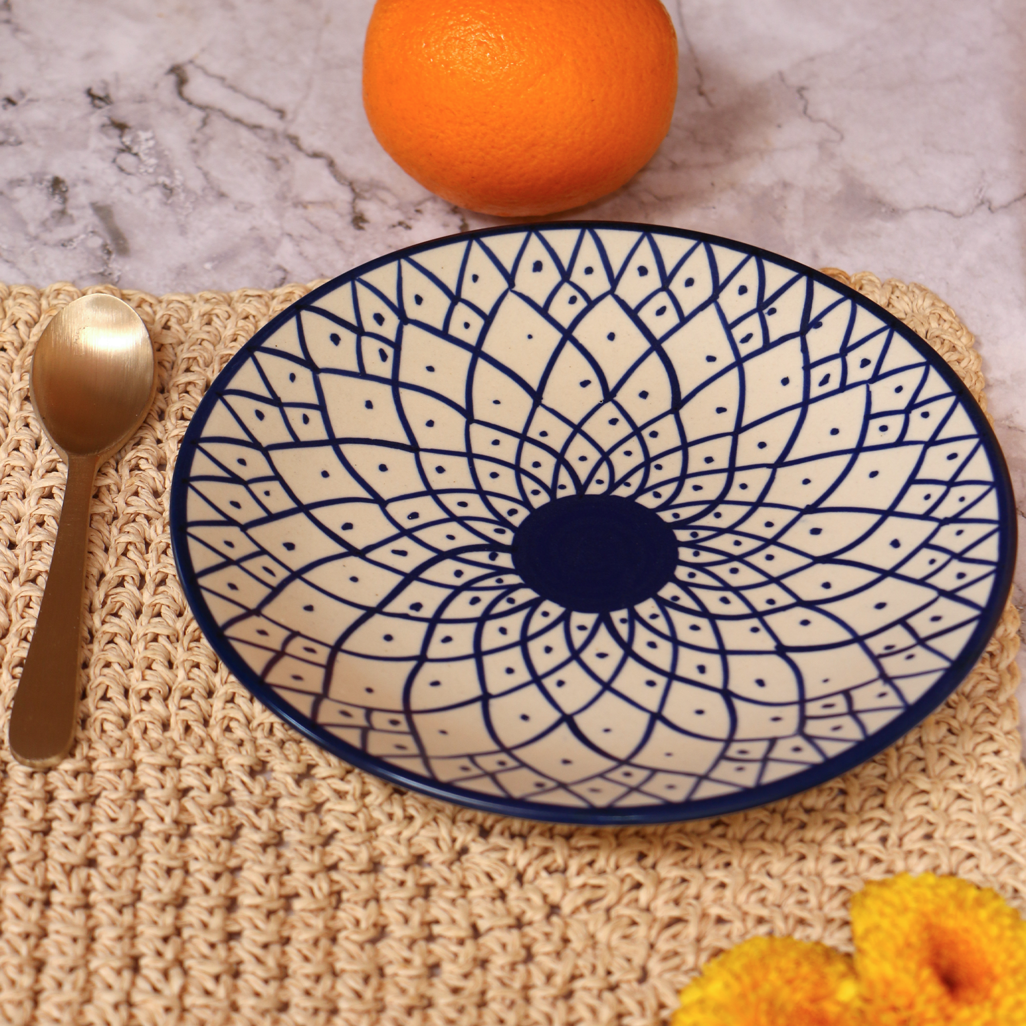Ambi Stoneware Blue Decal Small Plate 7 inch