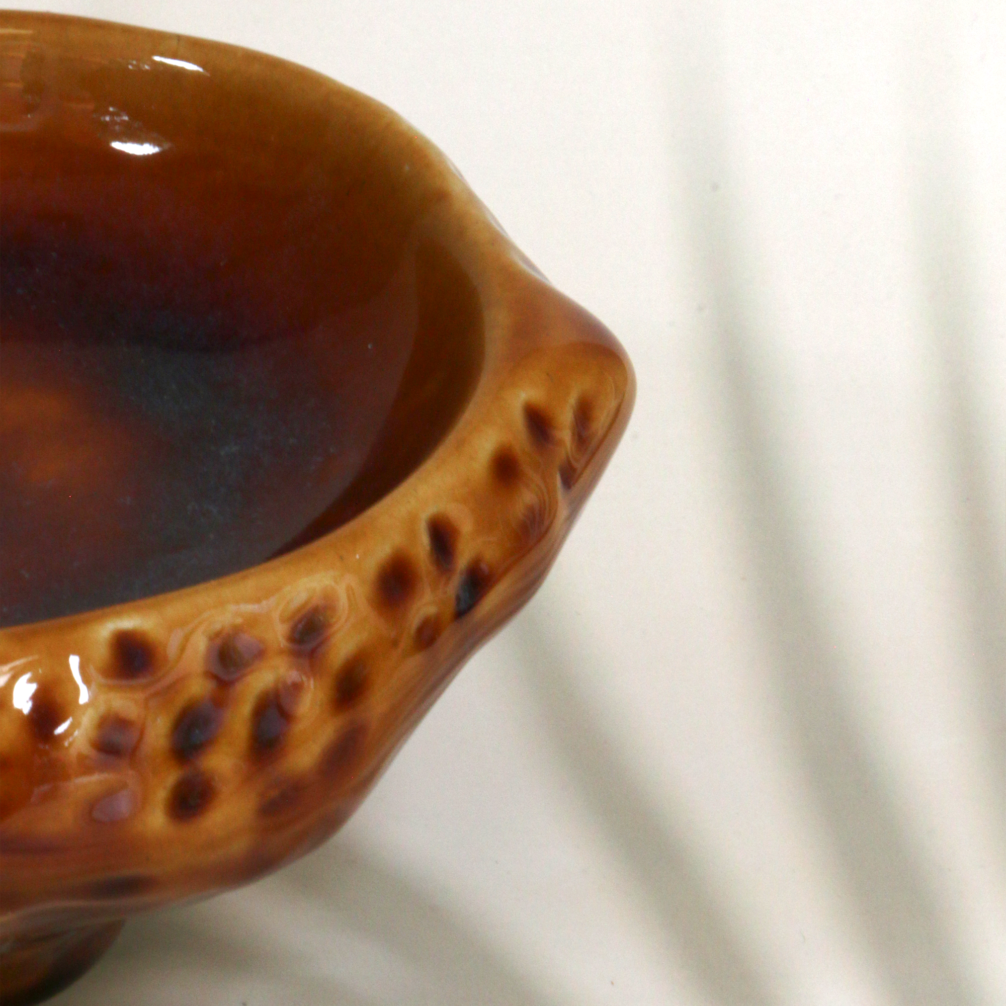 Ambi Handmade Ceramic Glazed Brown Large Serving Platter 9 inch